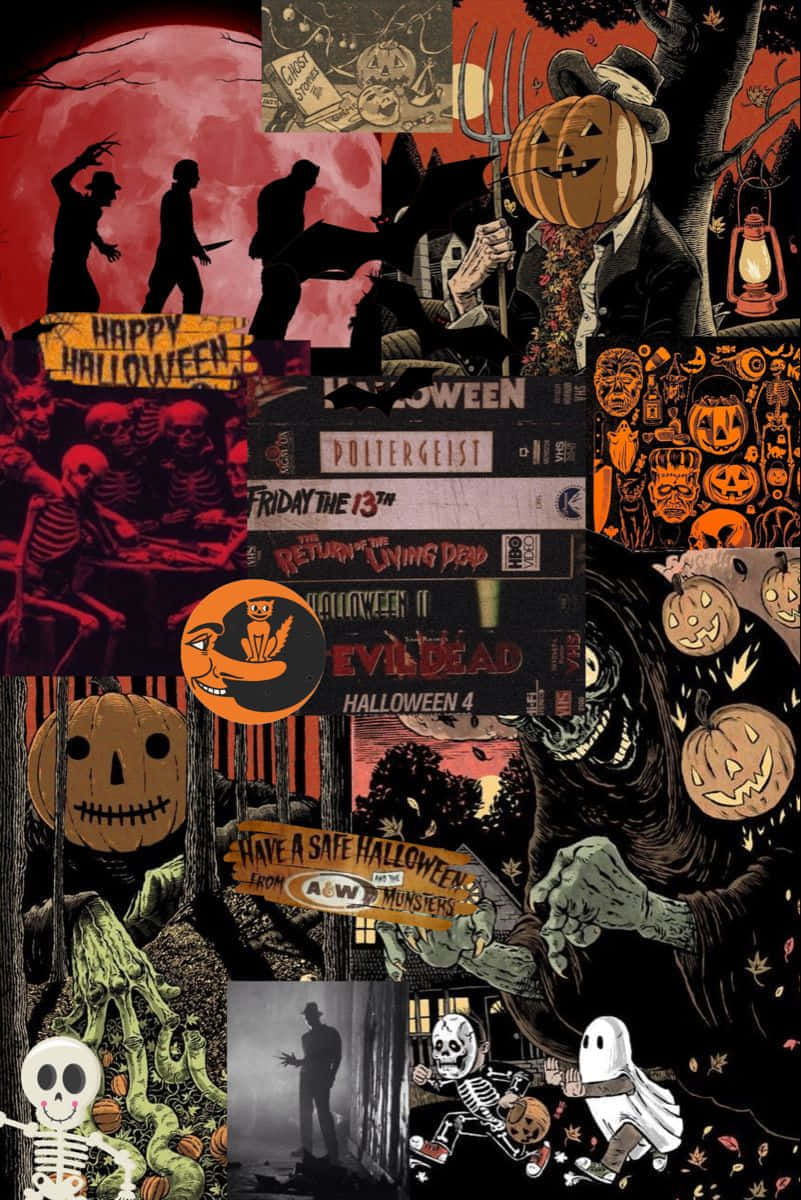 Halloween, pumpkins, ghosts, SD Phone Wallpaper