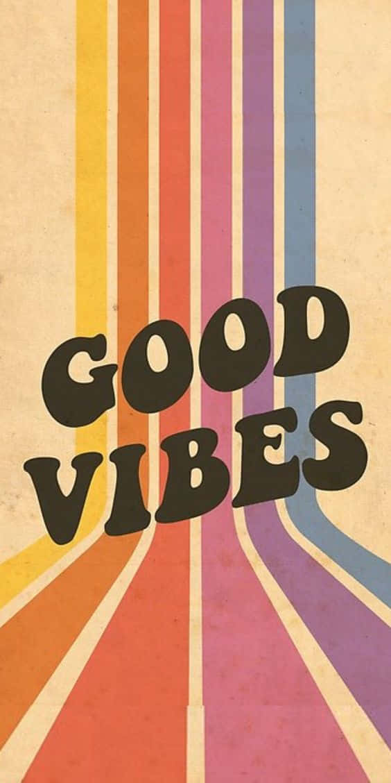 70s hippie, GOOD VIBES, black retro font, SD Phone Wallpaper