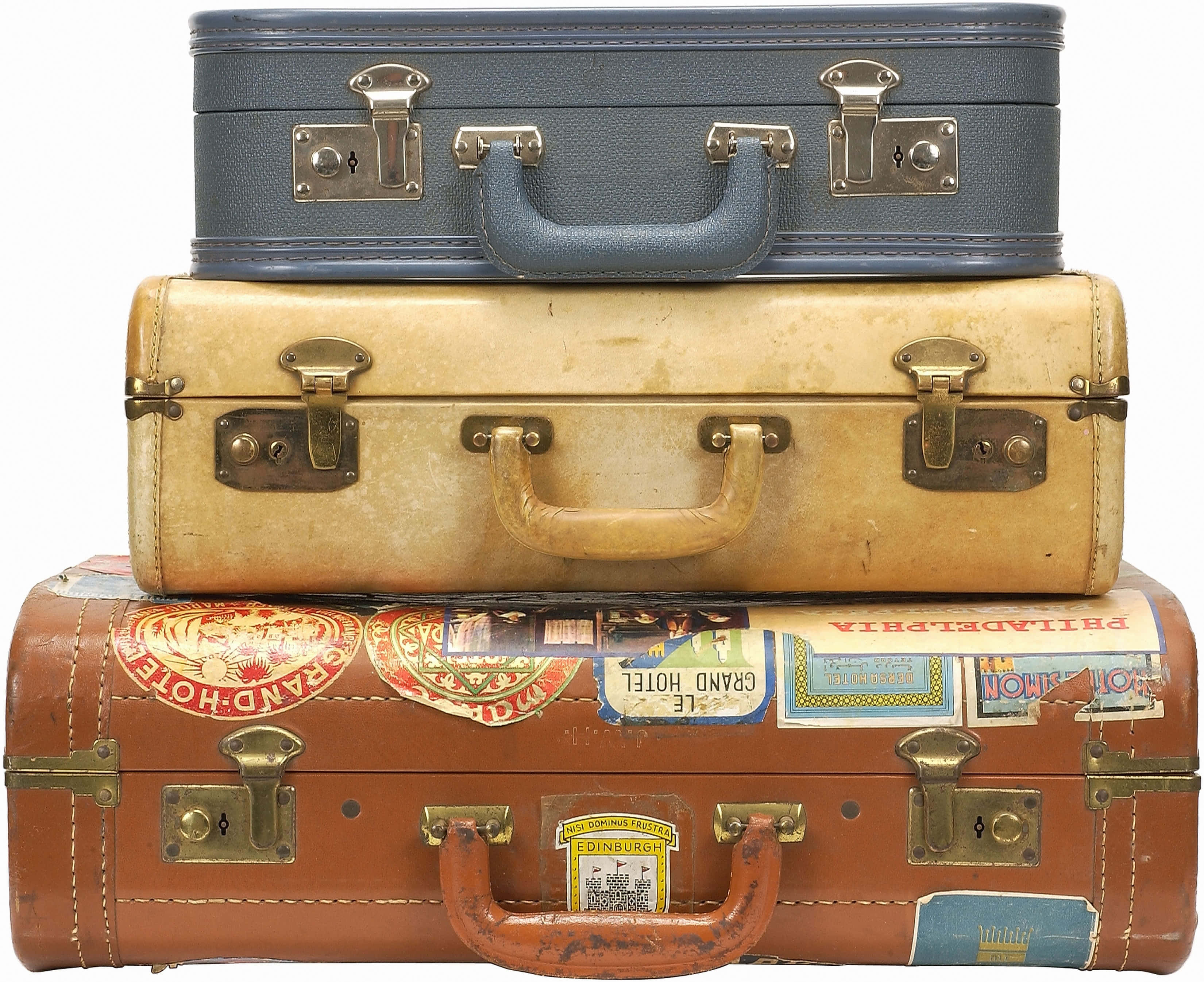 vintage luggage, suitcases, travel stickers, 2K Desktop Wallpaper