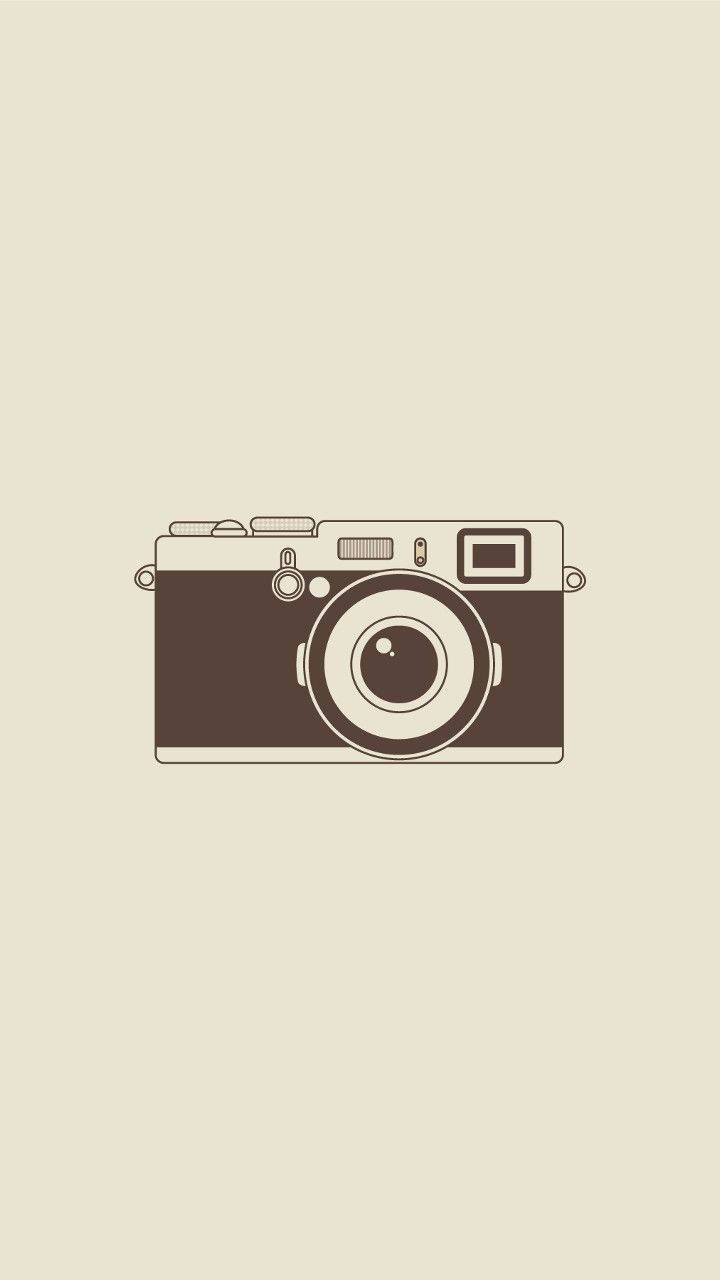 vintage camera, minimalist line-art illustration, beige background, HD Phone Wallpaper