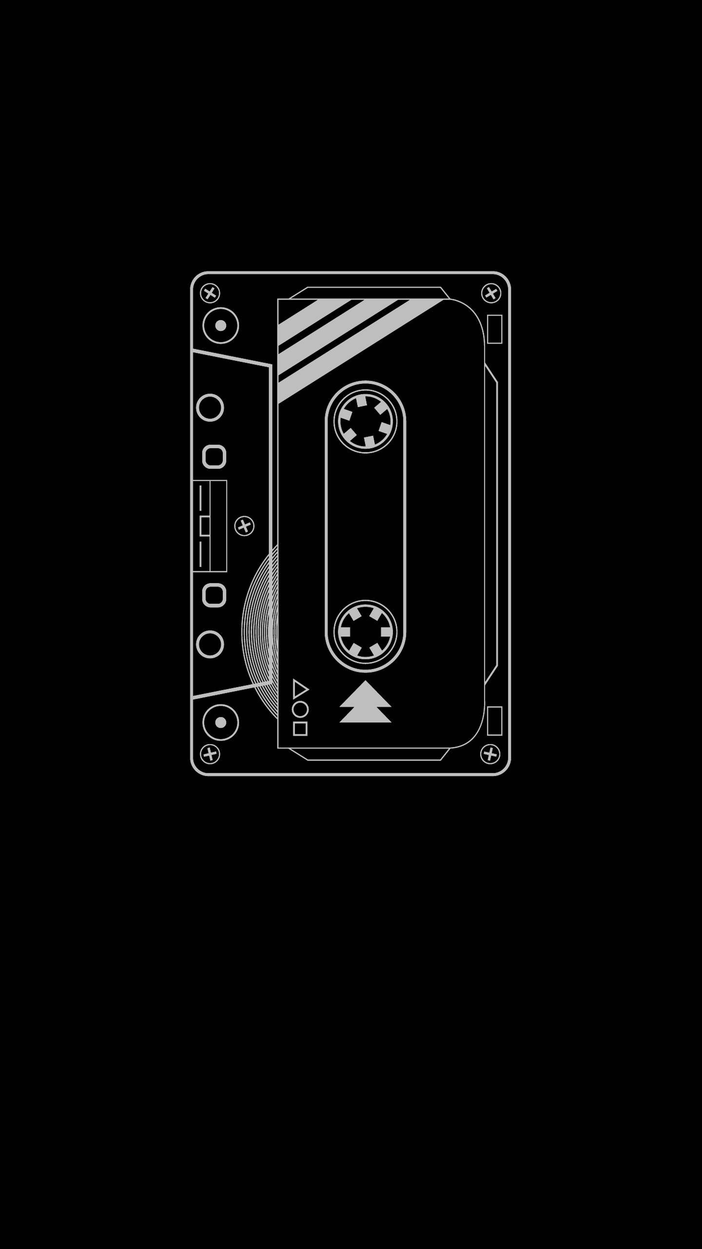 cassette tape, minimalist, white line drawing, 2K Phone Wallpaper