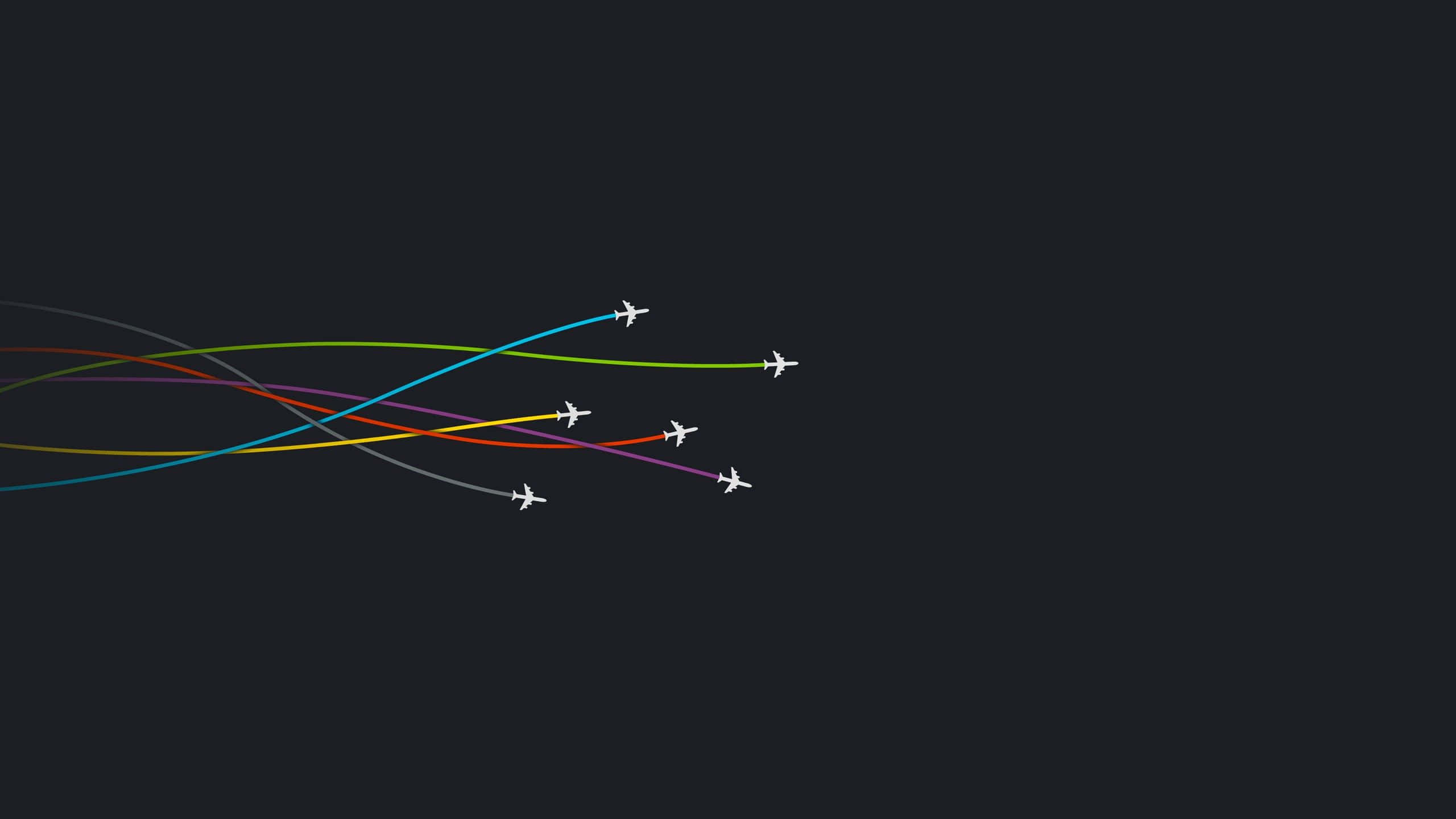 minimalist vintage, white airplanes, vibrant colored lines, 2K Desktop Wallpaper
