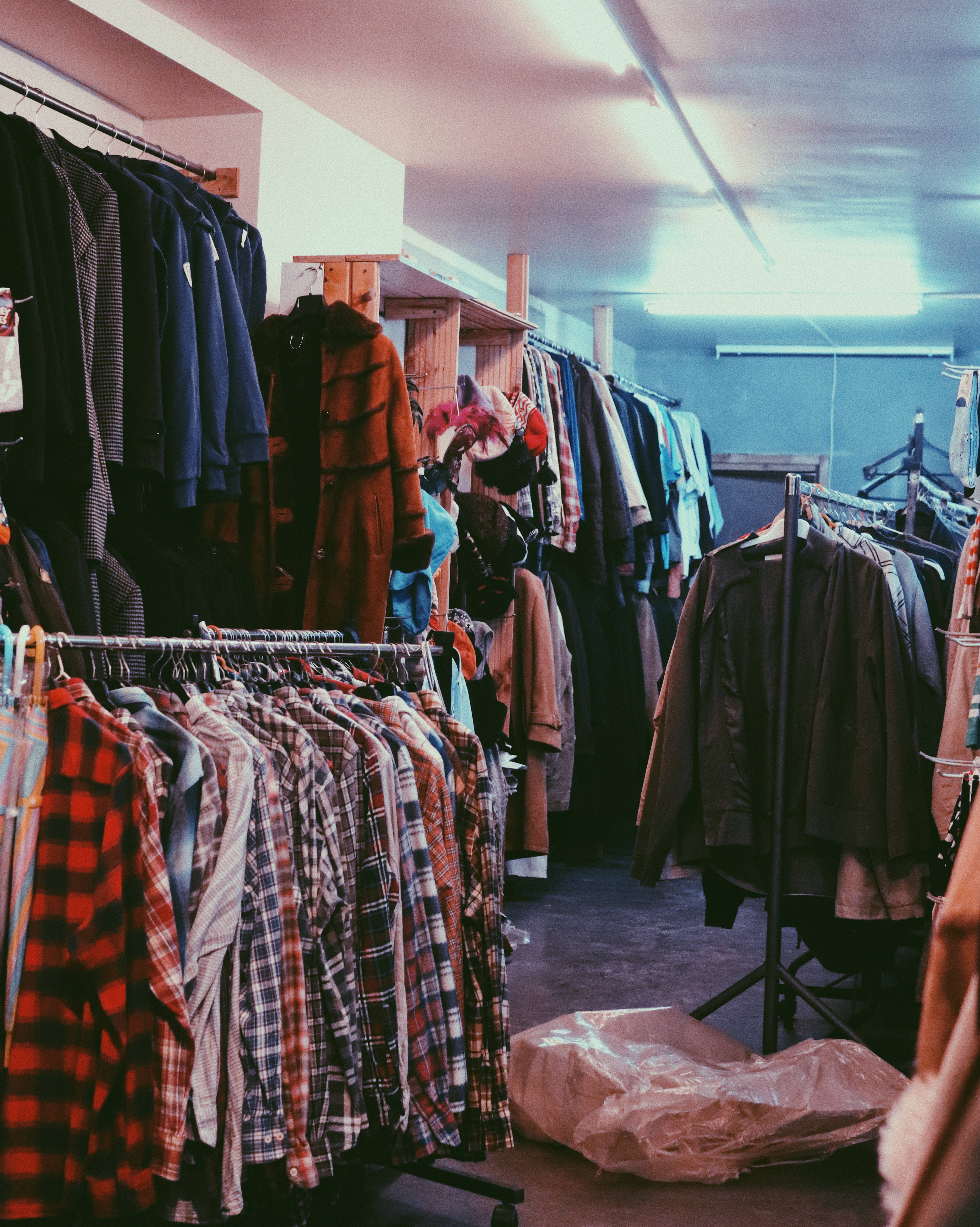 Neon Glow of the 90's, vintage clothing store, plaid shirts, 4K Phone Wallpaper
