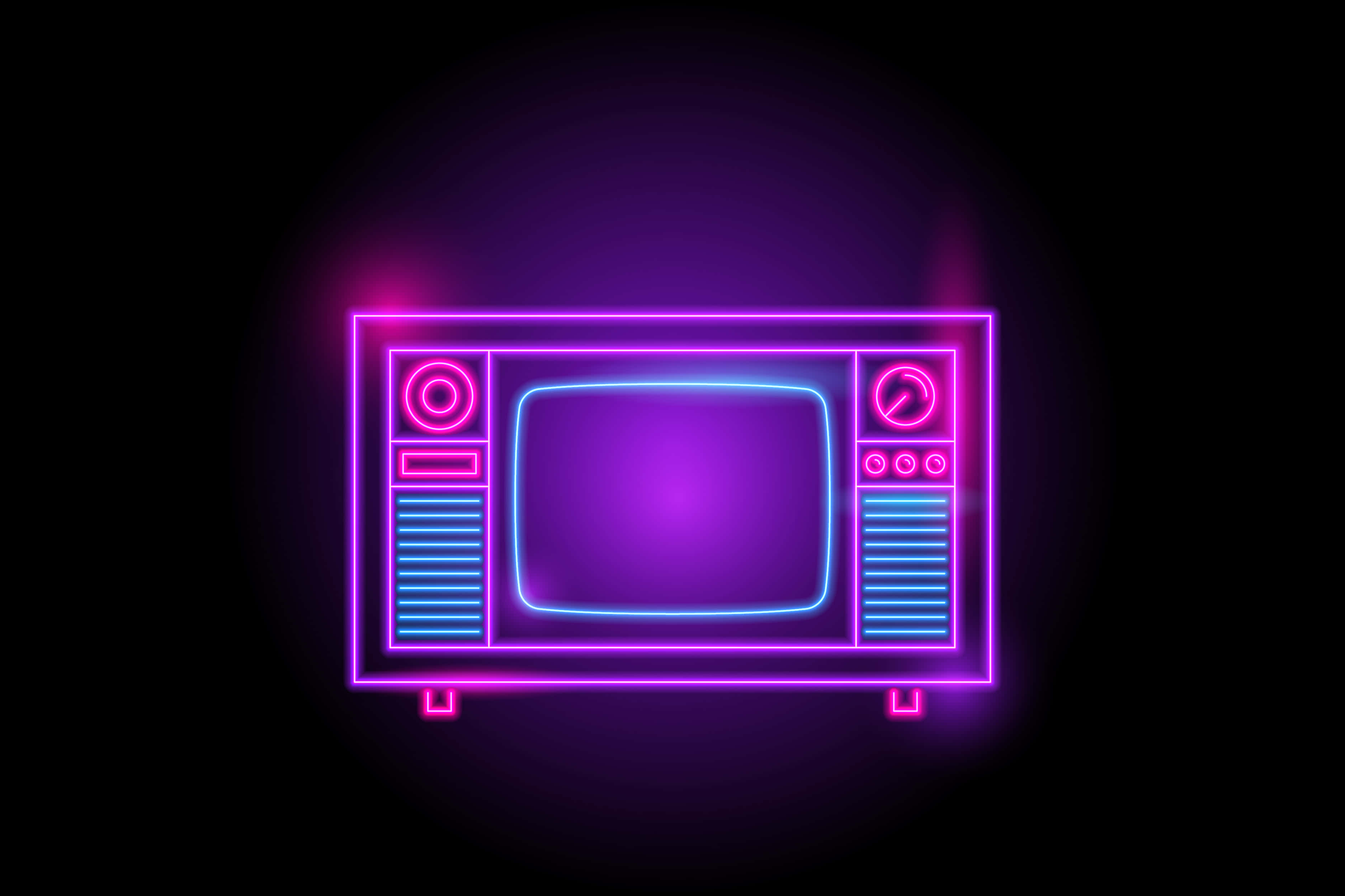 retro television, neon pink, neon blue, 2K Desktop Wallpaper