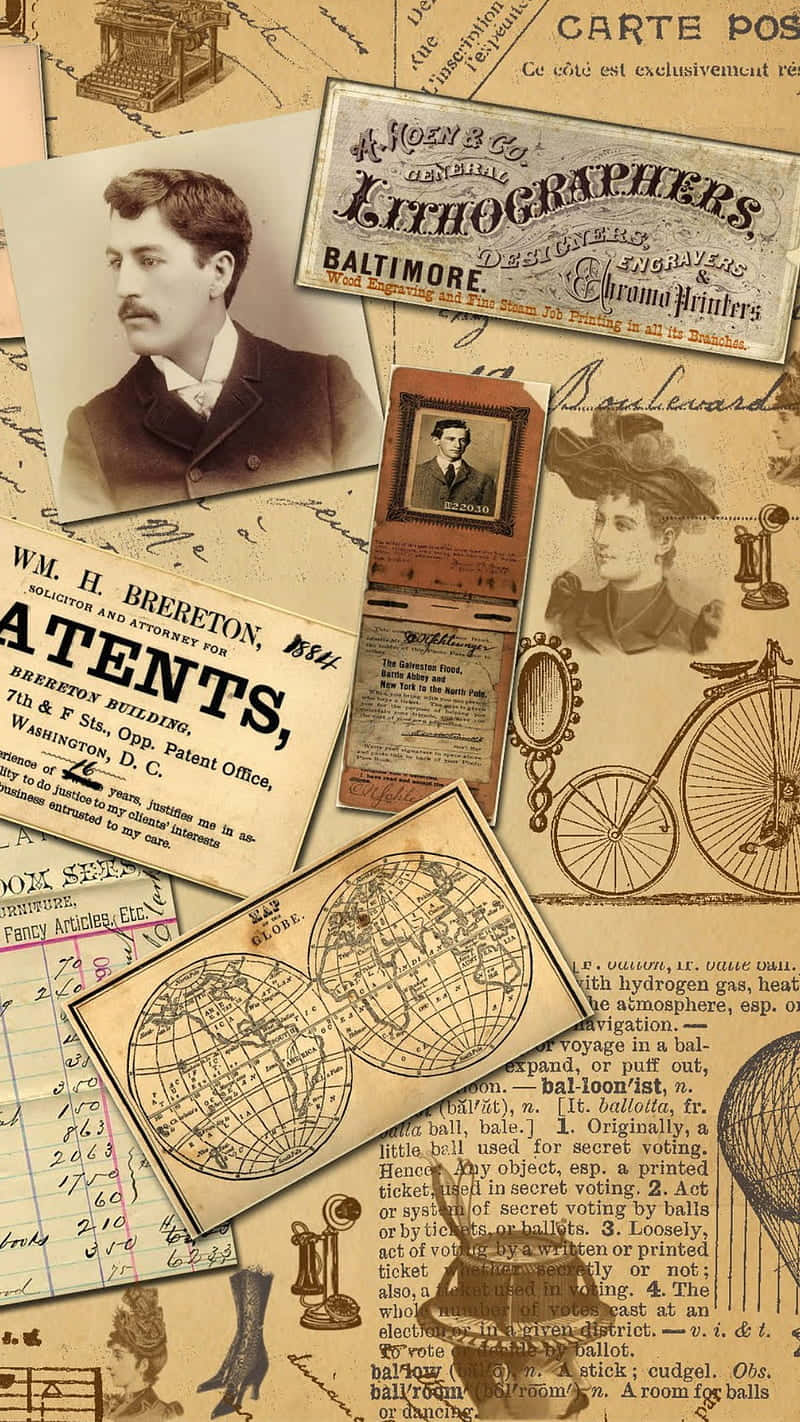 sepia-toned, historical documents, man's portrait, HD Phone Wallpaper