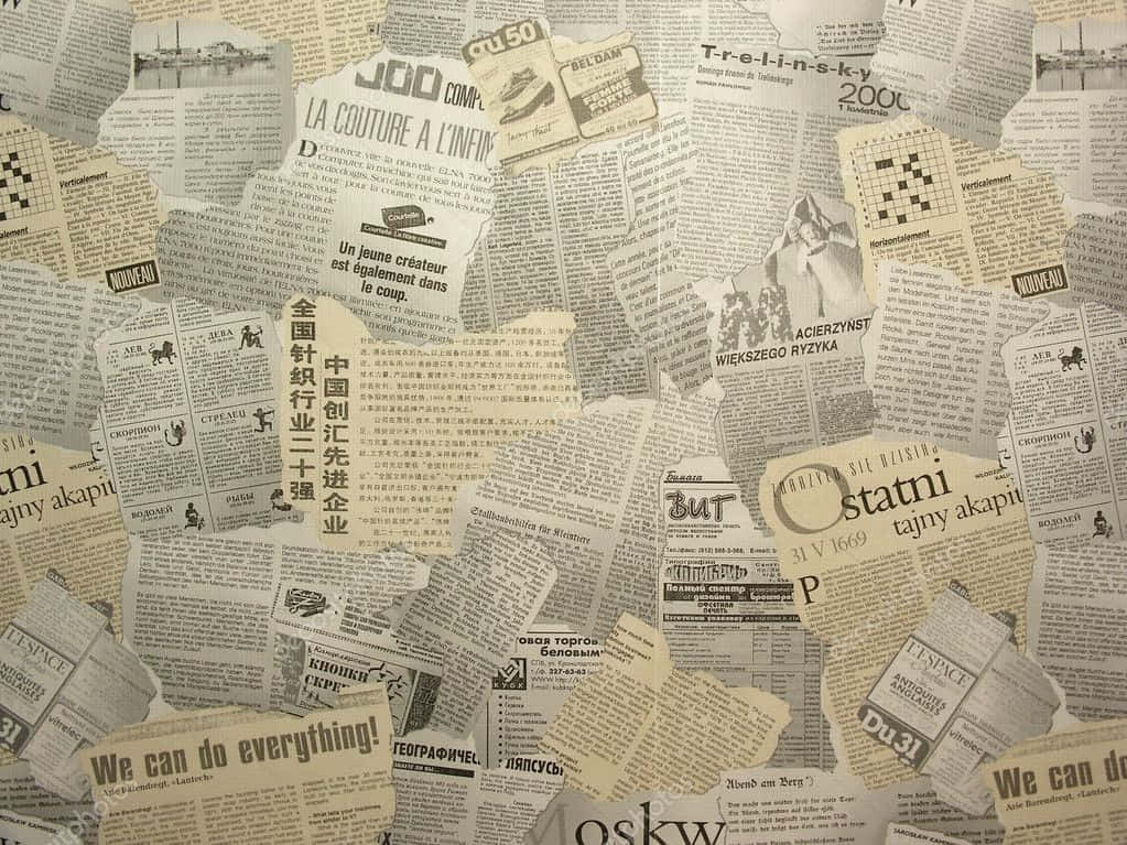vintage newspaper, torn newspaper clippings, various languages, SD Desktop Wallpaper