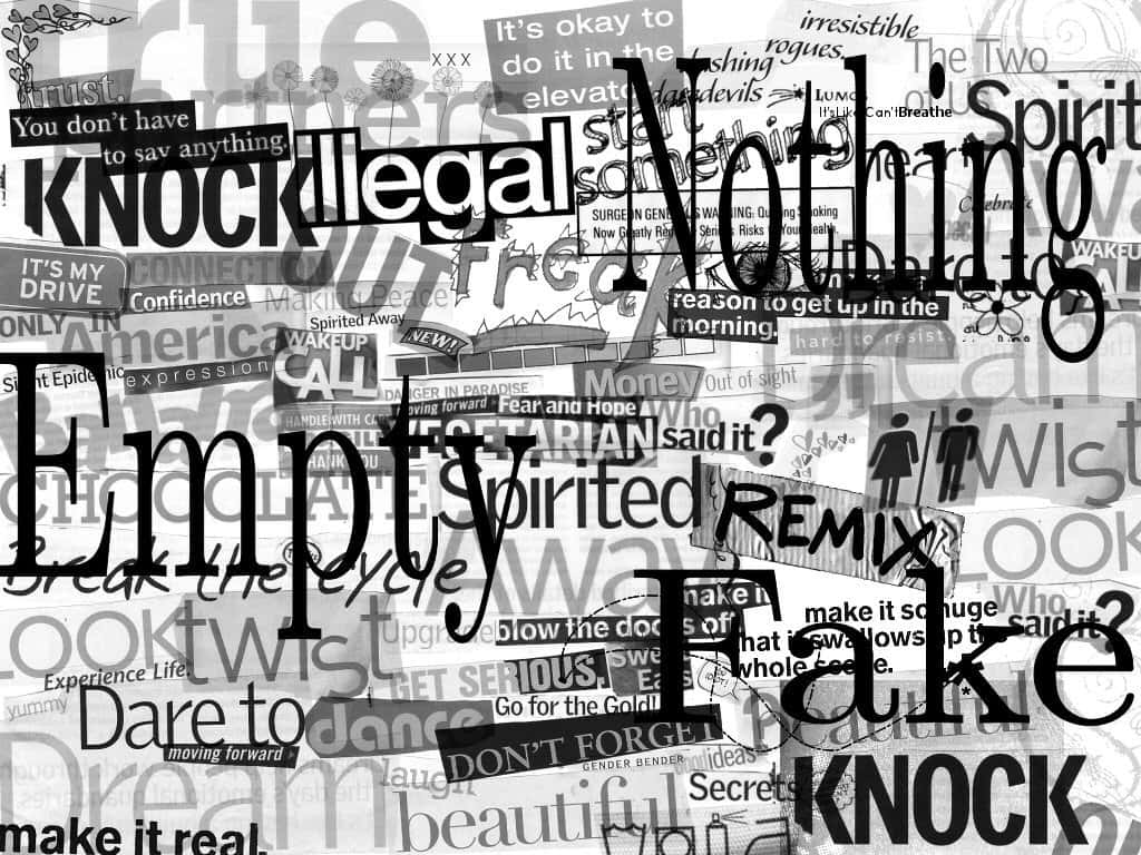 black and white, collage, overlapping text snippets, SD Desktop Wallpaper
