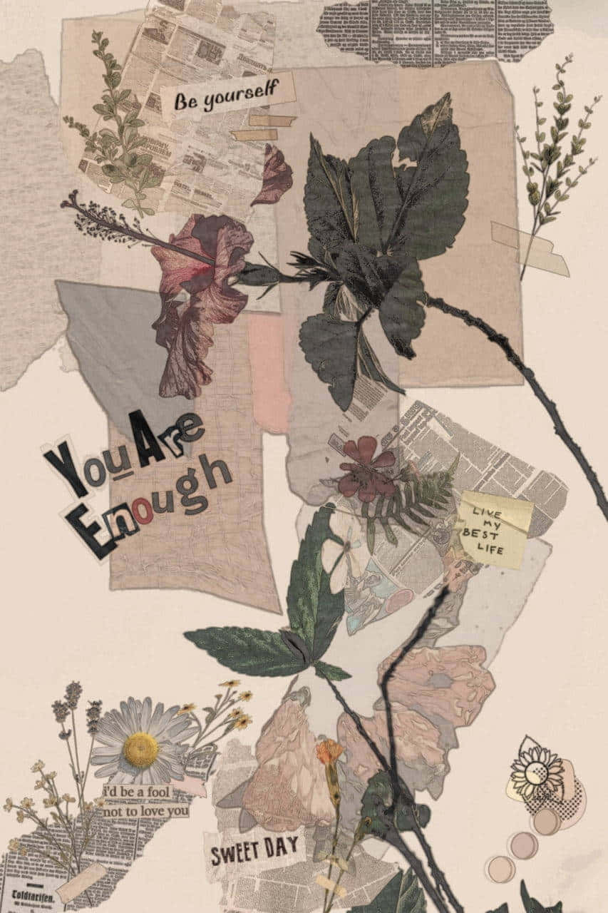 vintage newspaper, pressed flowers, newspaper clippings, HD Phone Wallpaper