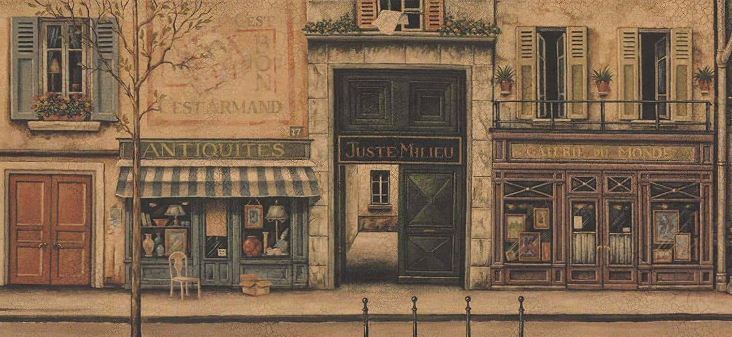 European street scene, antique shops, shuttered windows, HD Desktop Wallpaper