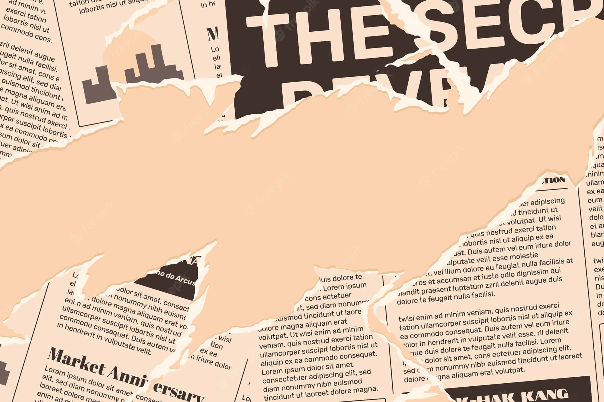 Vintage Newspaper, beige void, bold text fragments, Full HD Desktop Wallpaper