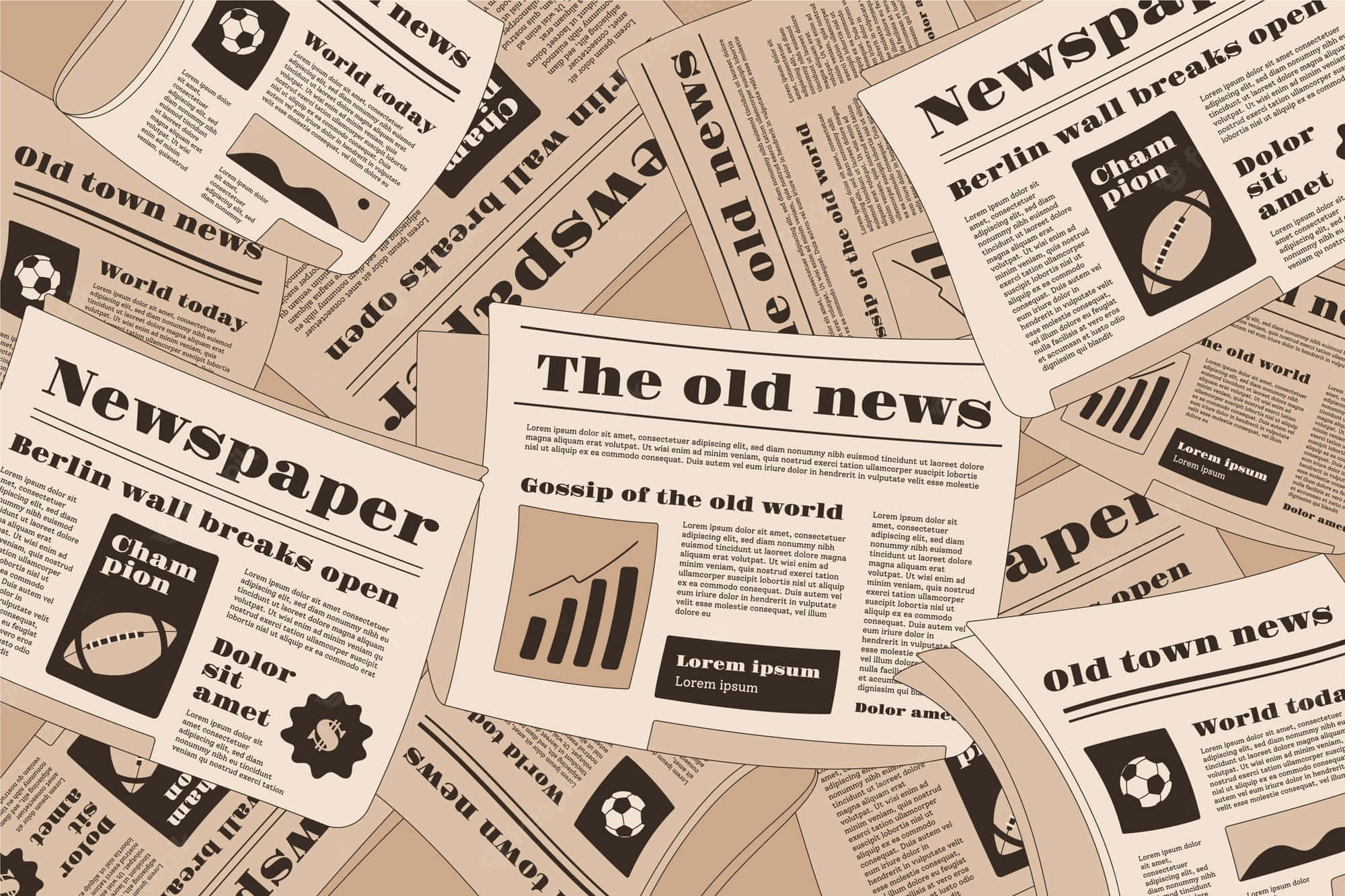 vintage newspaper, sepia-toned, newspaper clippings, Full HD Desktop Wallpaper