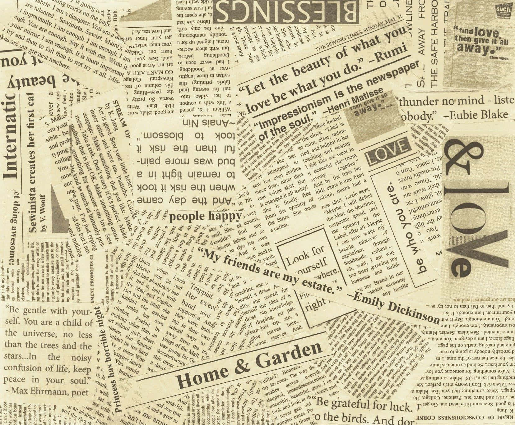 vintage newspaper, old newspaper pages, inspirational quotes, HD Desktop Wallpaper