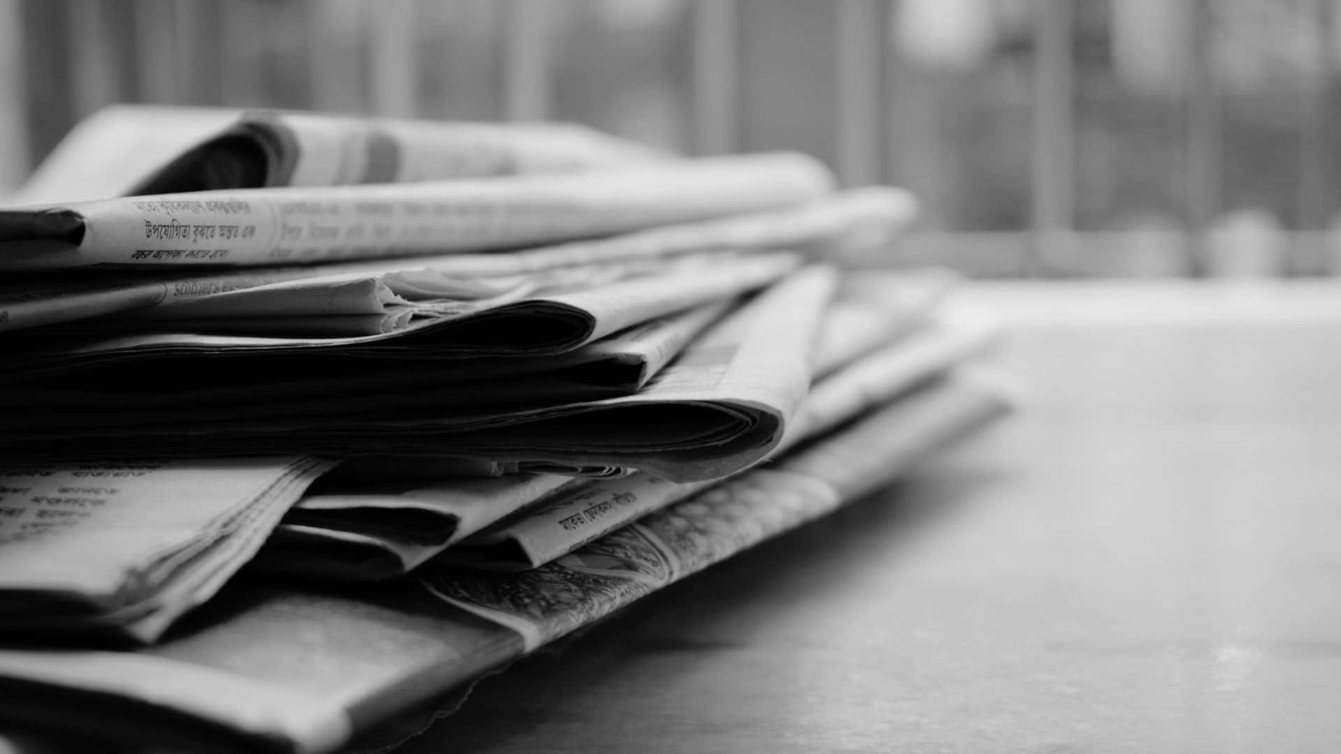 black and white newspaper, monochrome stack, folded newspapers, Full HD Desktop Wallpaper