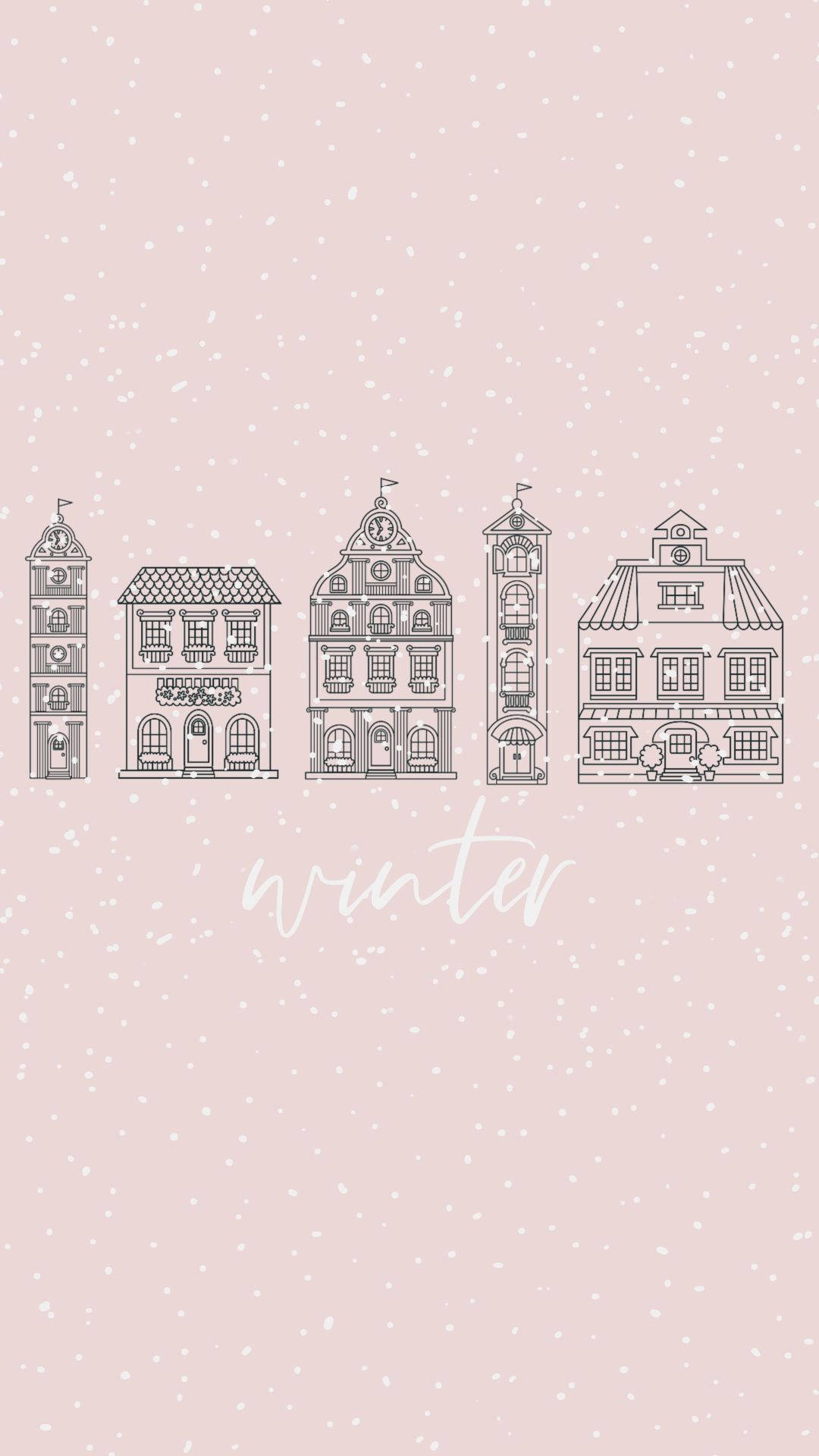 vintage pastel, lush garden, European-style buildings, Full HD Phone Wallpaper