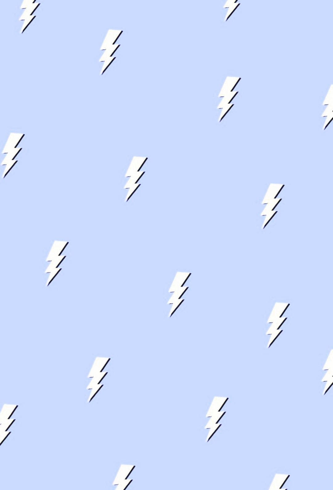 pastel blue background, white lightning bolt icons, minimalist digital pattern, HD Phone Wallpaper