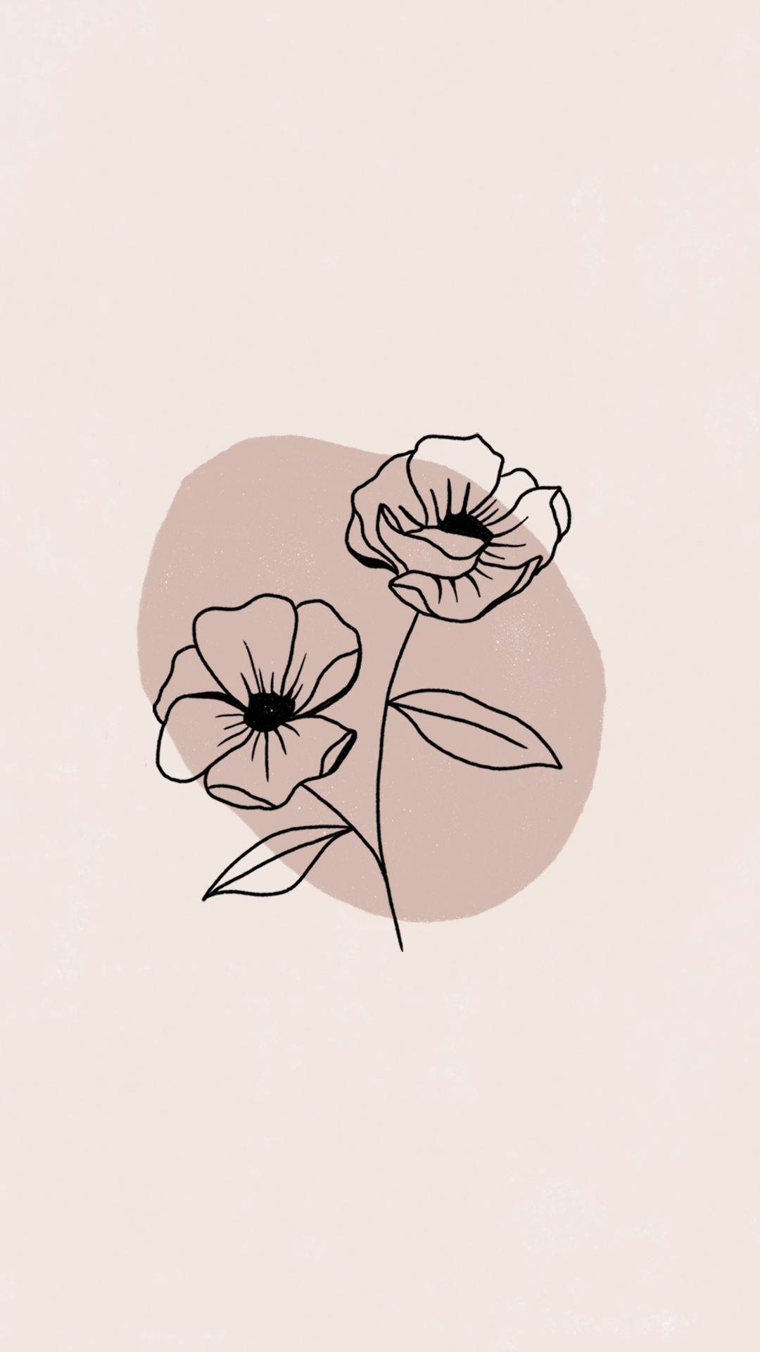 Vintage Pastel, blush background, line drawing, Full HD Phone Wallpaper