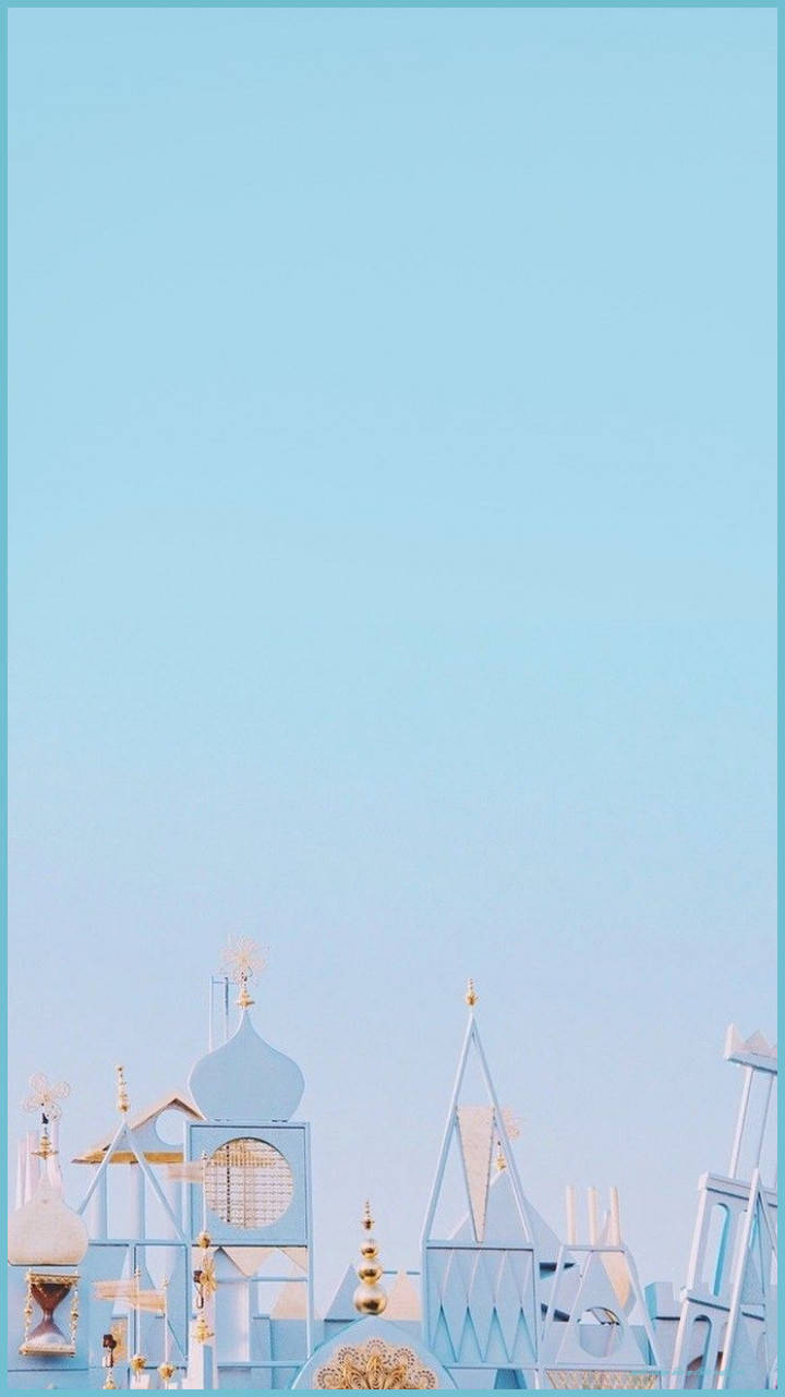 pastel blue, gold accents, clear sky, HD Phone Wallpaper
