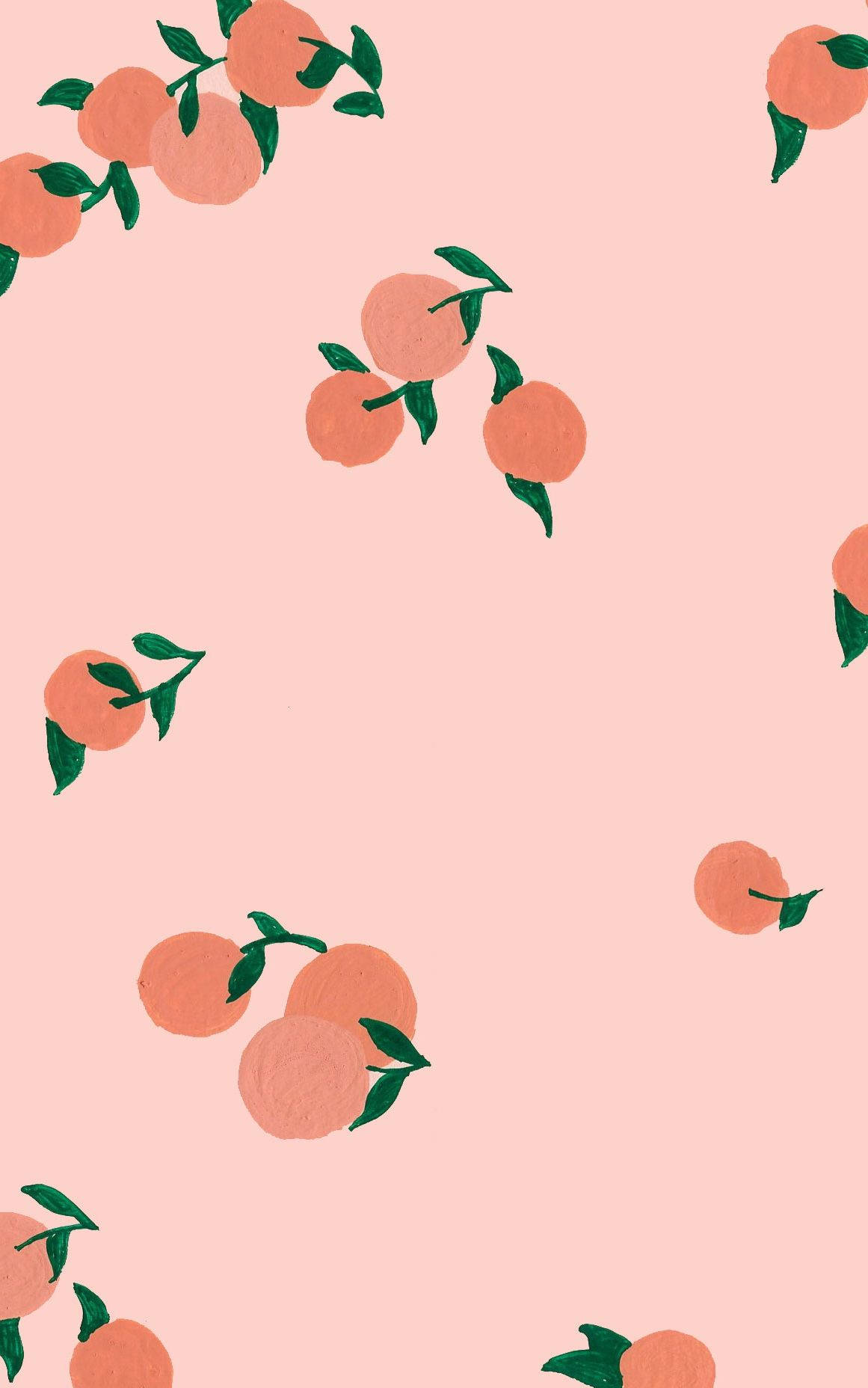 peach fruit, green leaves, pastel pink background, HD Phone Wallpaper