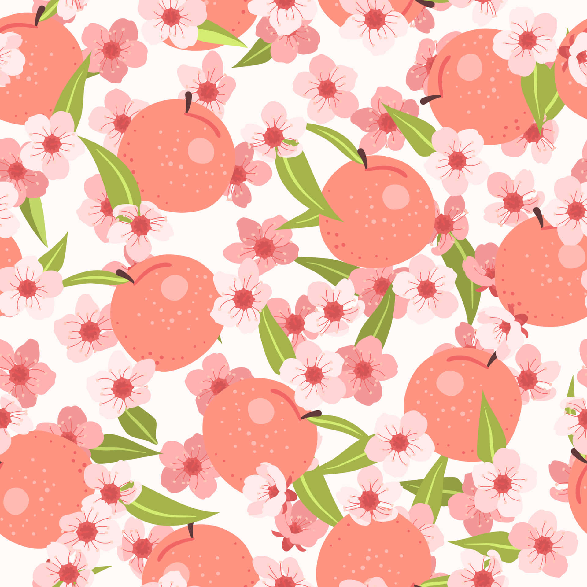 Vintage Peach, Cherry Blossom, peach fruits, Full HD Desktop Wallpaper