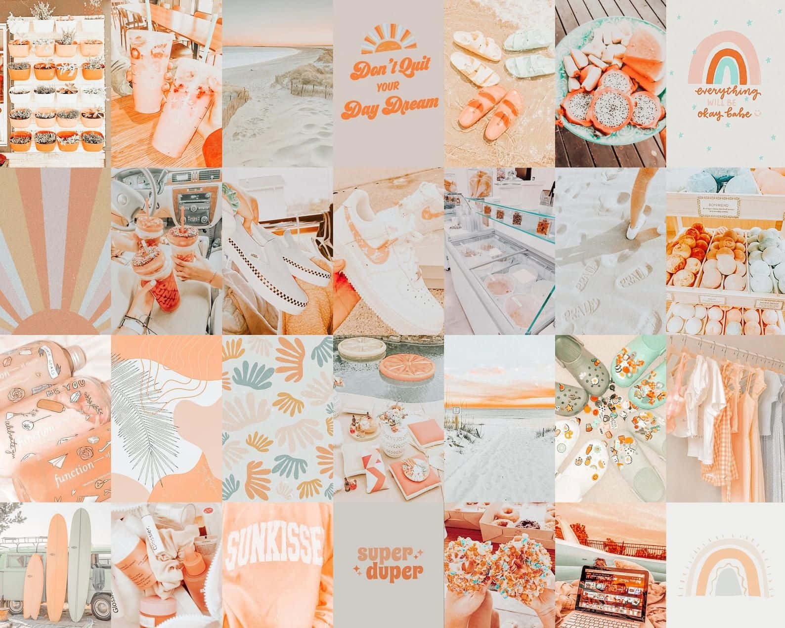 Vintage Peach, pastel-toned, beach scenes, HD Desktop Wallpaper