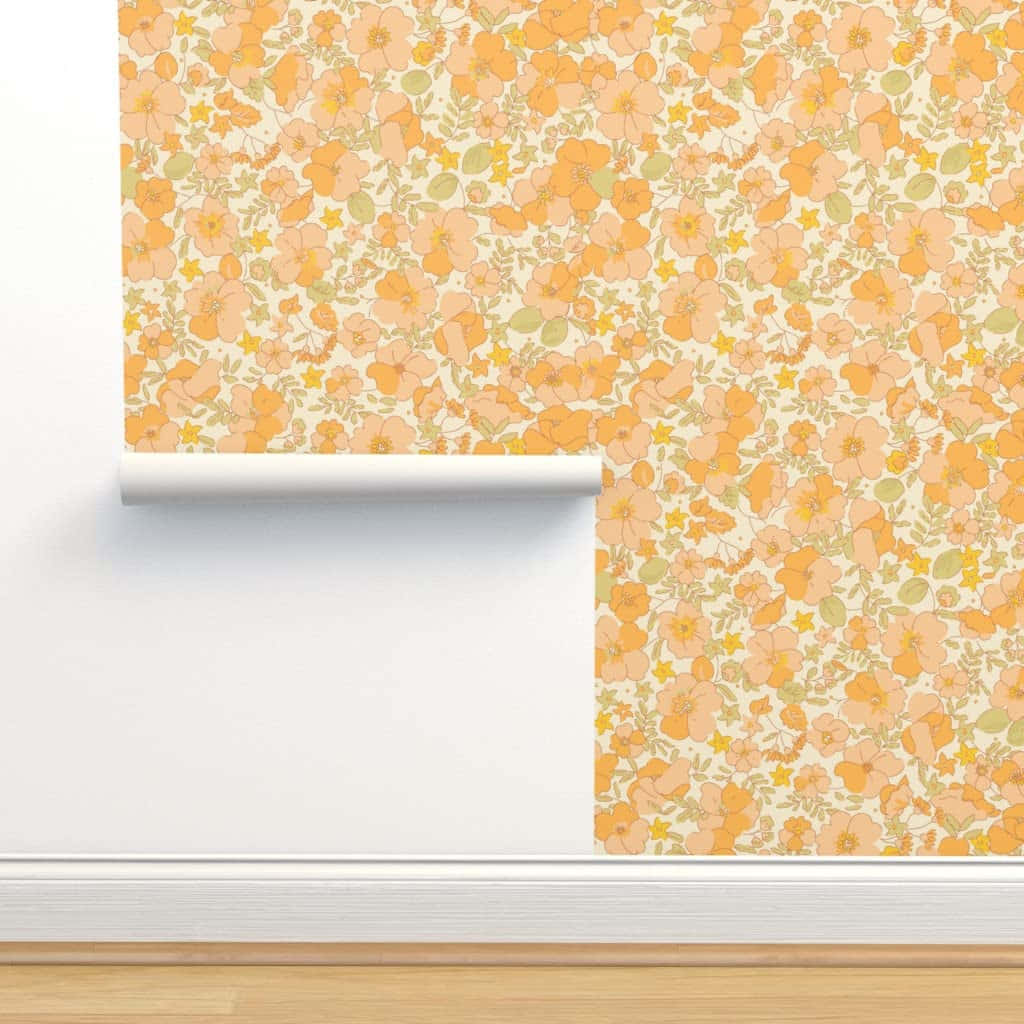 vintage peach, floral wallpaper, peach orange blooms, SD Desktop Wallpaper