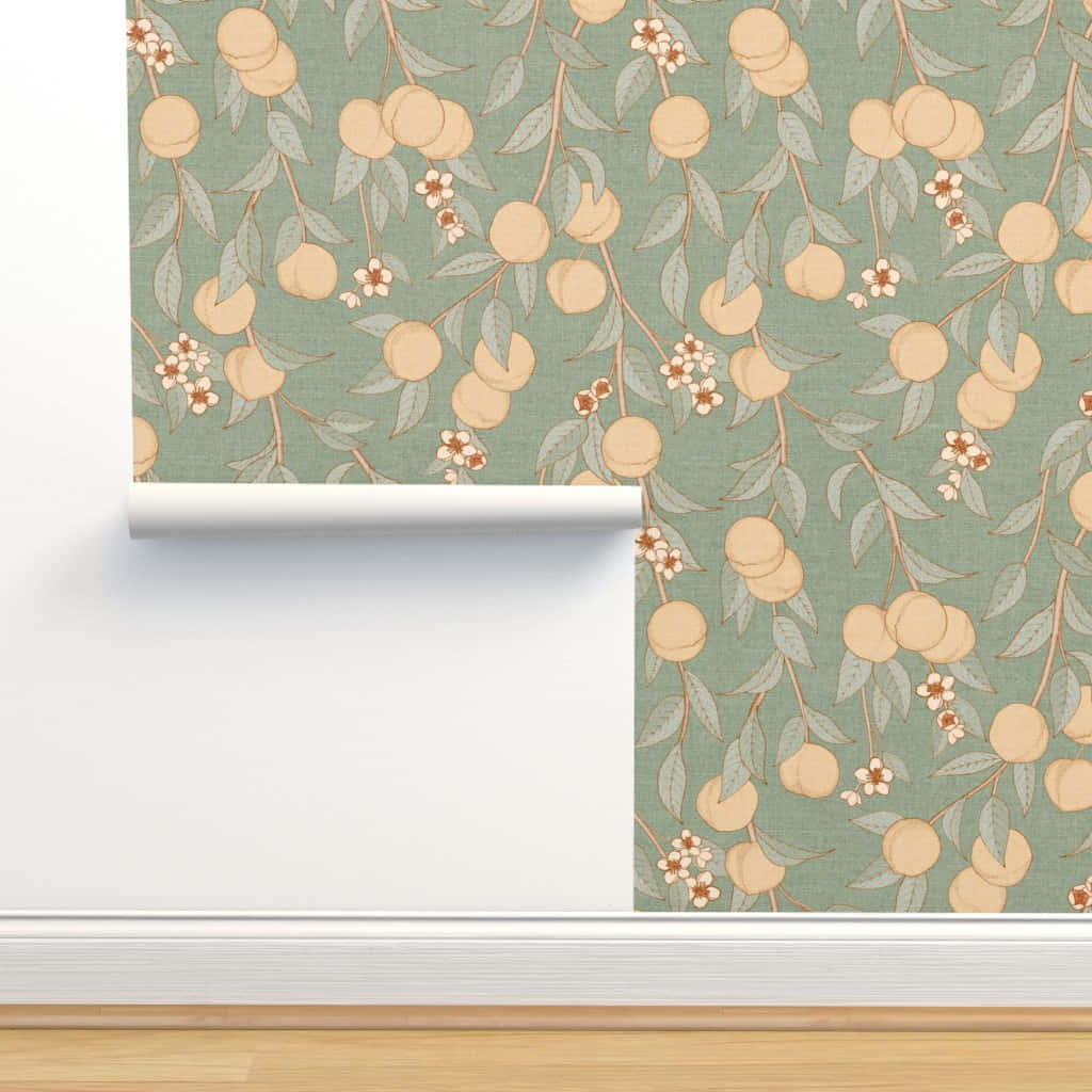 vintage-style wallpaper, peach blossoms, fruit, SD Desktop Wallpaper