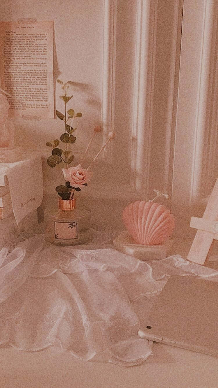 Vintage Peach, rose, glass vase, HD Phone Wallpaper