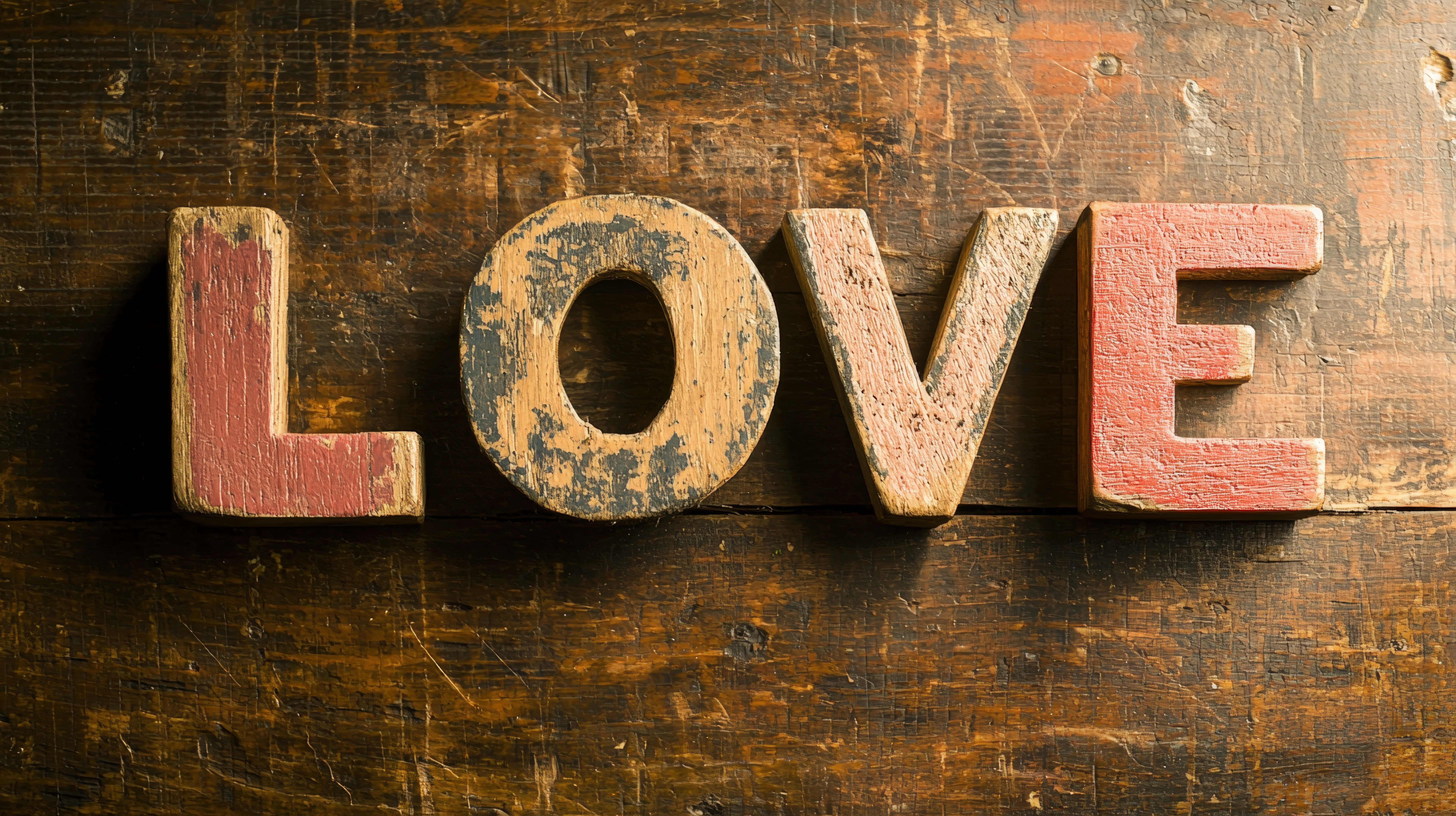 rustic wooden love sign, vintage background, dark rustic tabletop, 8K Desktop Wallpaper