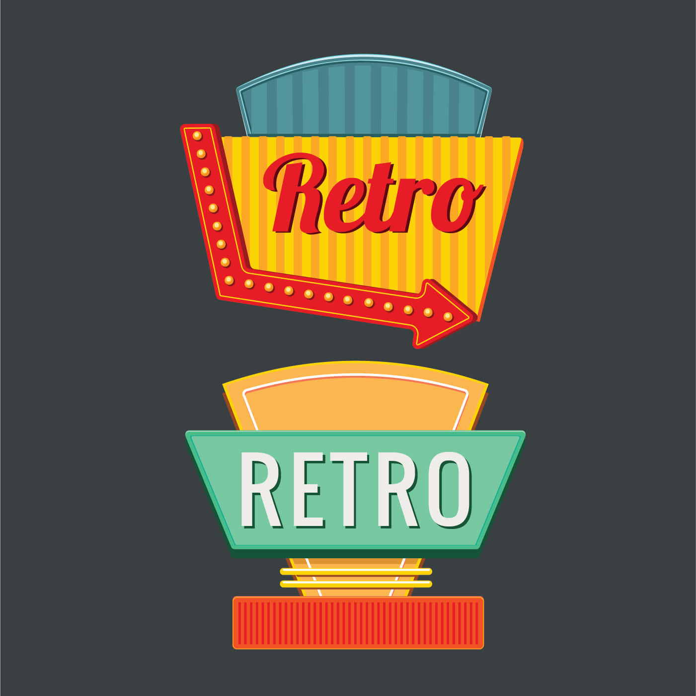 neon signs, retro-style, bold colors, HD Desktop Wallpaper
