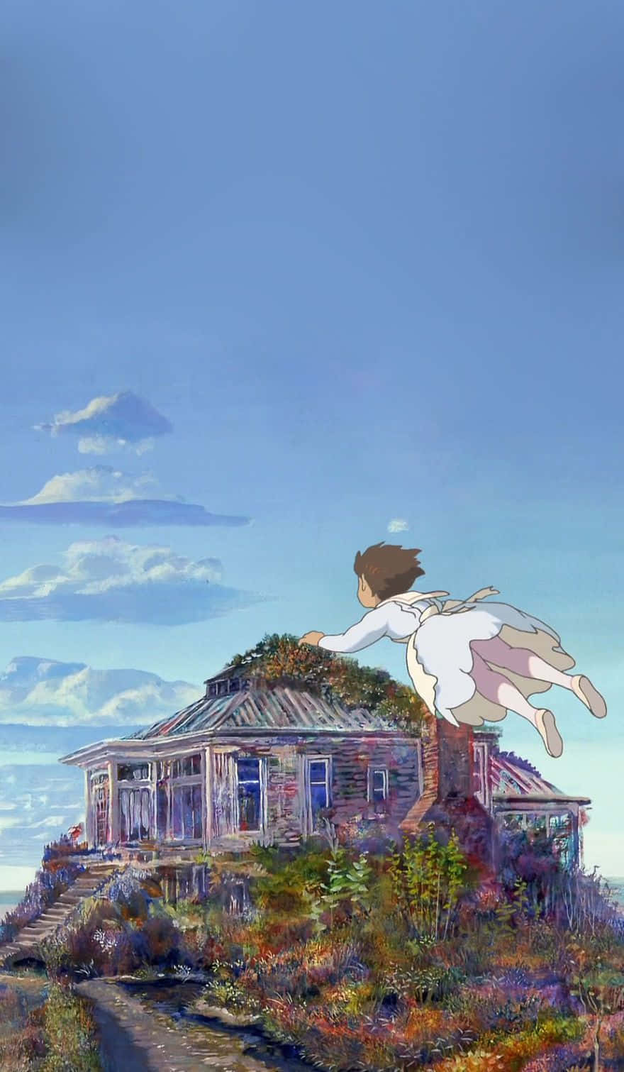 Ghibli Girl, white dress, weathered house, HD Phone Wallpaper