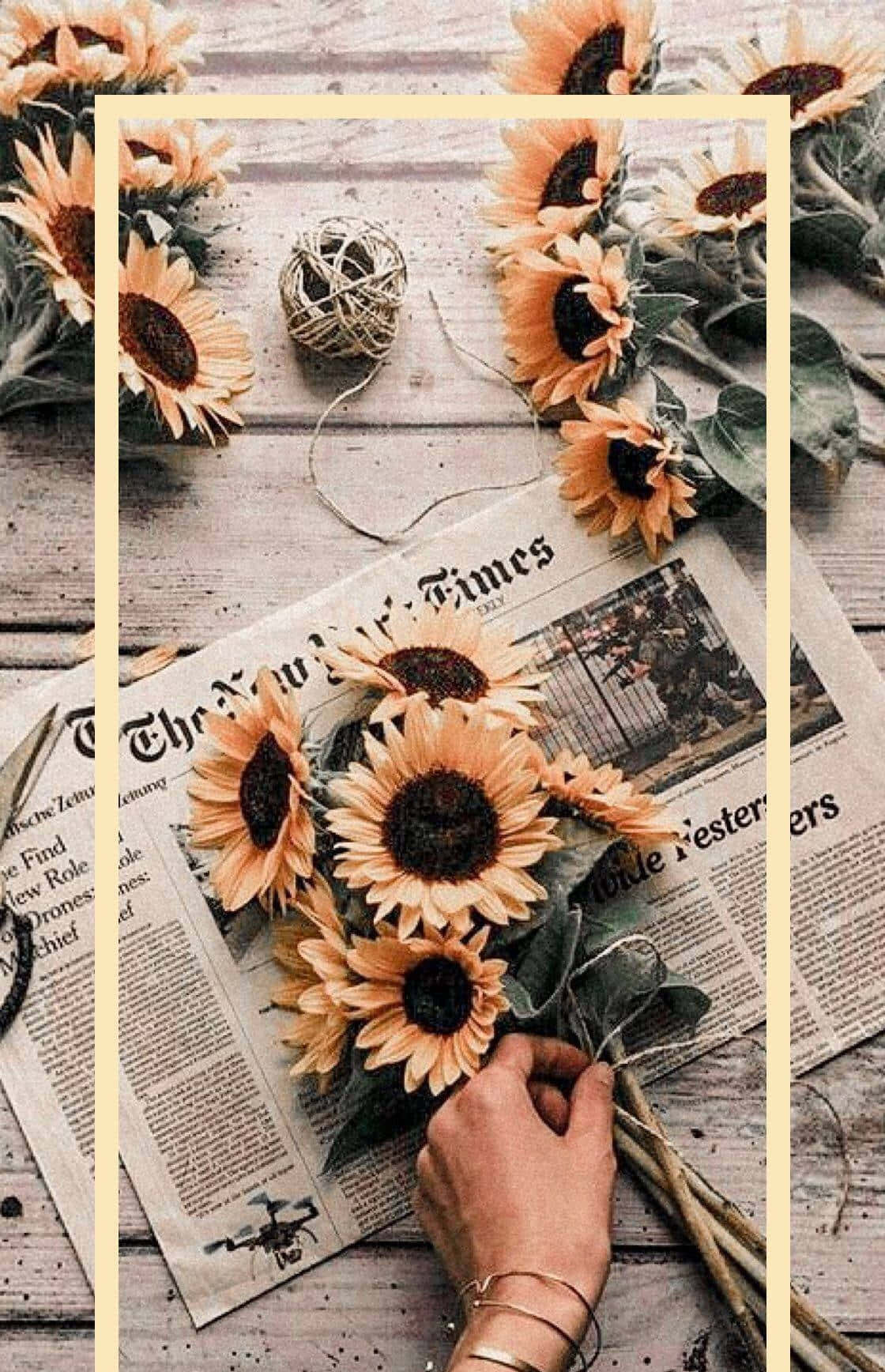 vintage sunflower, gold bracelets, sunflower bouquet, HD Phone Wallpaper