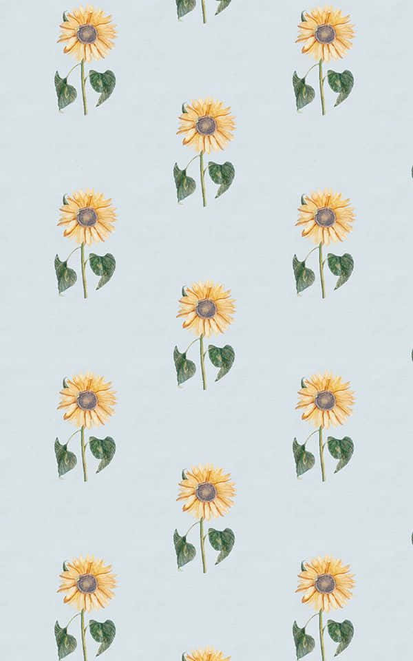 vintage sunflower pattern, watercolor pattern, yellow sunflowers, SD Phone Wallpaper