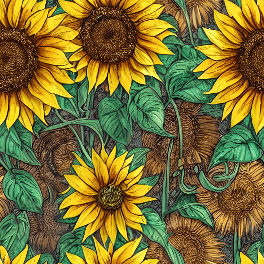 Vintage Sunflower, vibrant yellow sunflowers, brown centers, SD Desktop Wallpaper