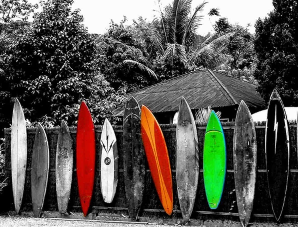 Vintage Surf, red orange, green, SD Desktop Wallpaper