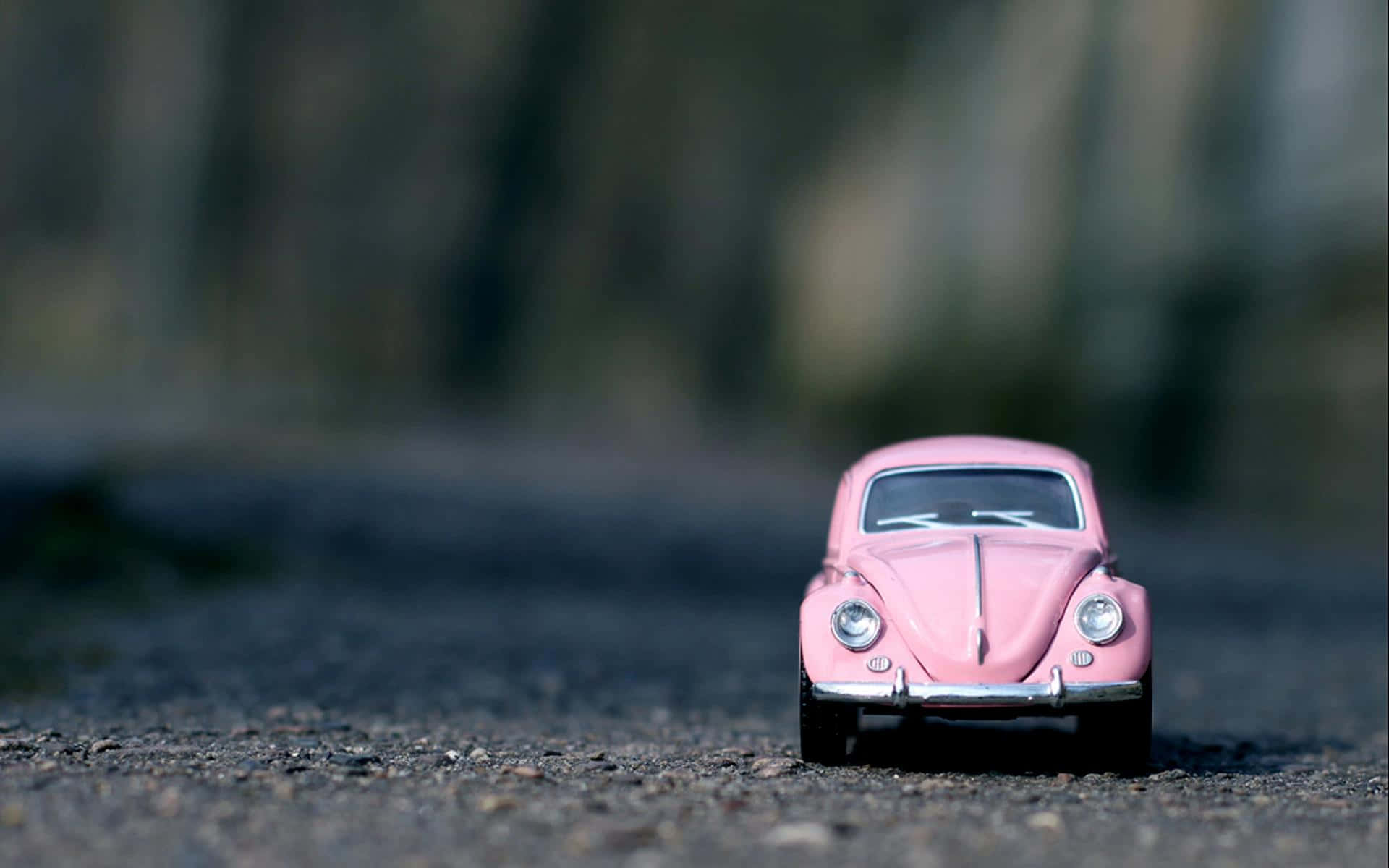 vintage car, pink, gravel path, Full HD Desktop Wallpaper