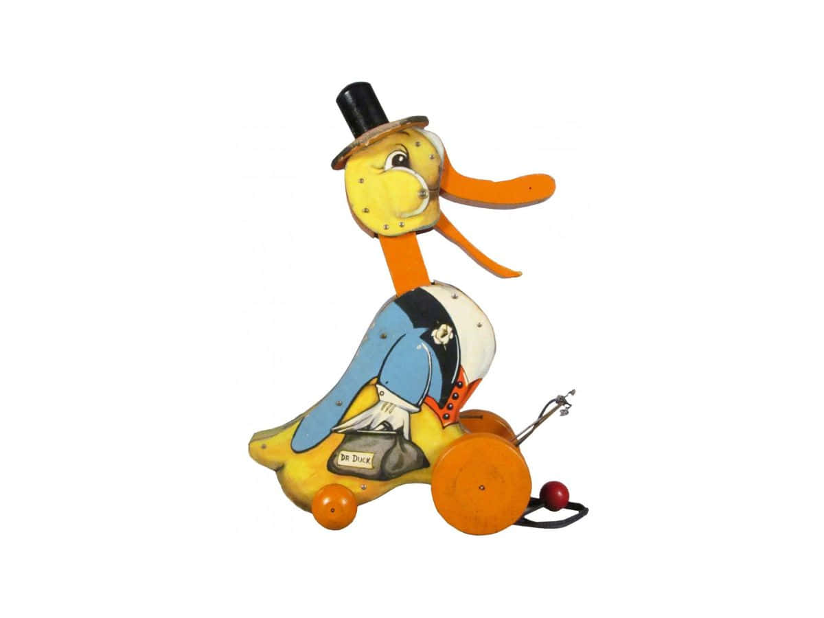 vintage wooden duck toy, top hat, wheels, SD Desktop Wallpaper