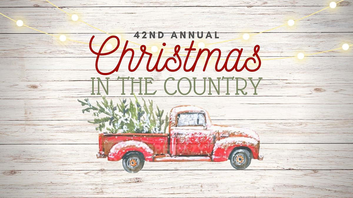 vintage red pickup truck, fresh pine tree, rustic white wooden backdrop, SD Desktop Wallpaper