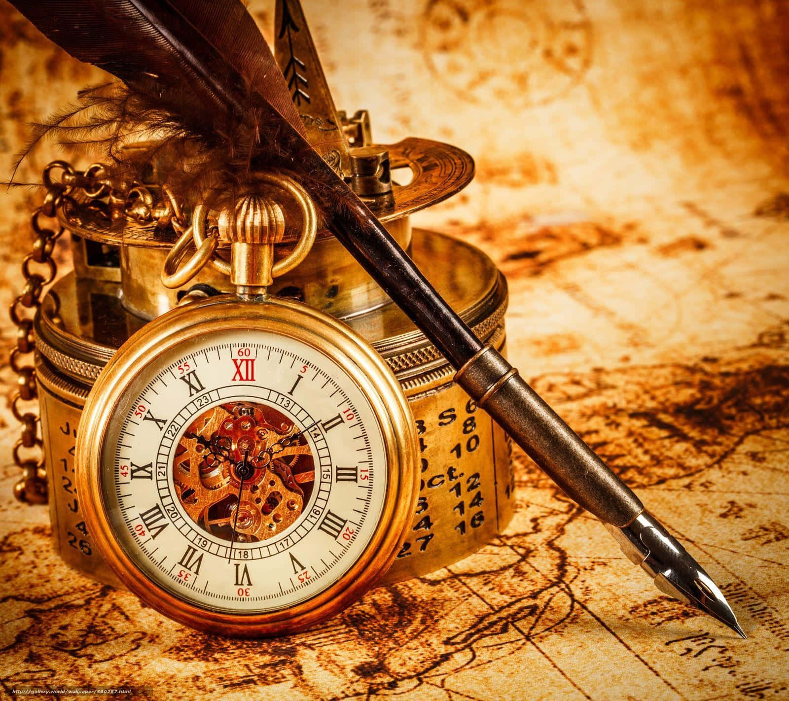 antique pocket watch, brass pocket watch, exposed gears, HD Desktop Wallpaper