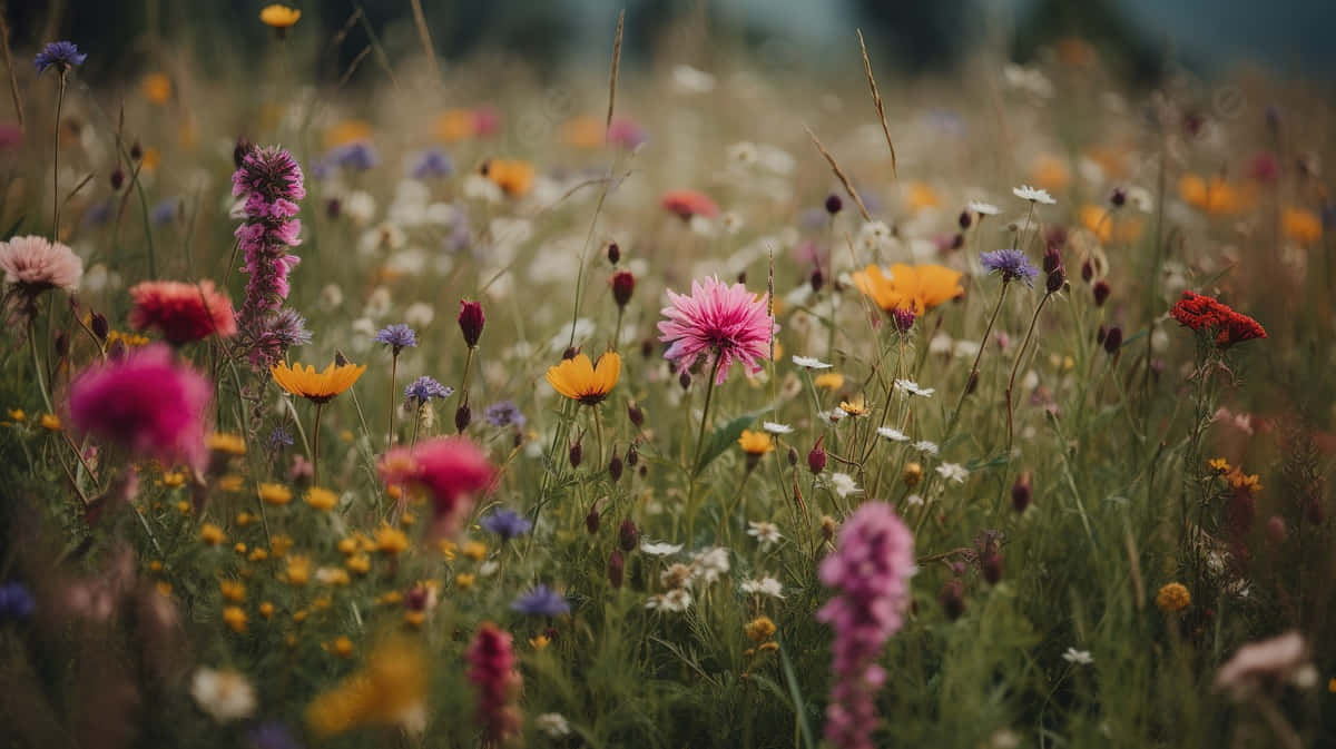 Vintage Wildflower, meadow, sunlit, SD Desktop Wallpaper