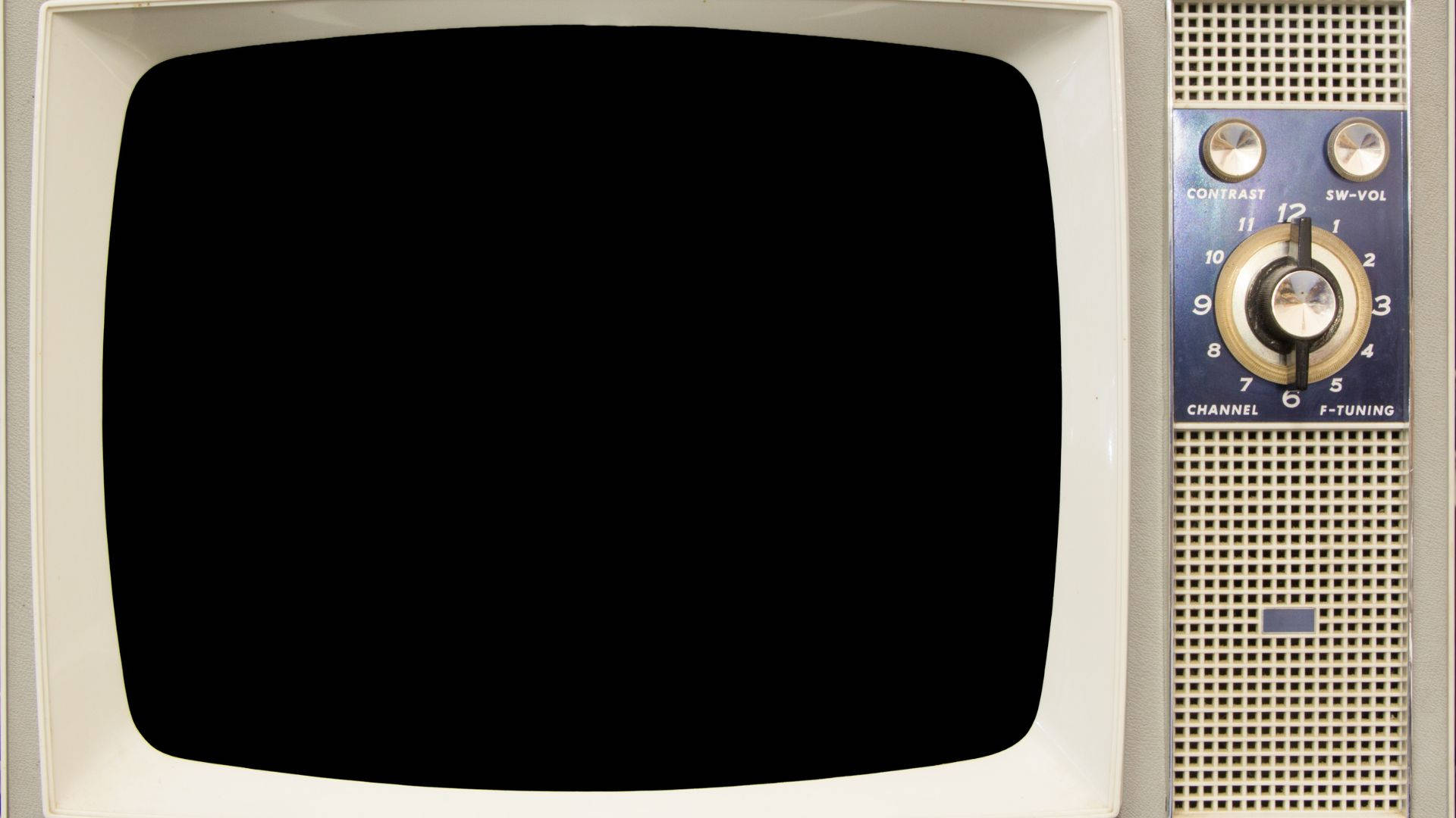 CRT television, cream-colored, black screen, Full HD Desktop Wallpaper