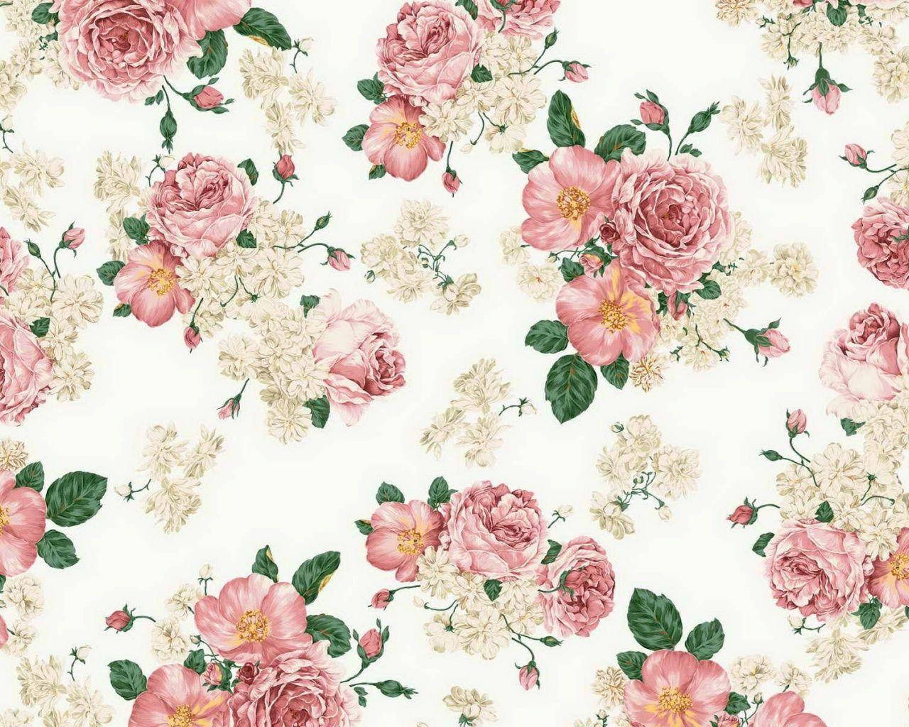 vintage flowers, soft pink roses, creamy white blossoms, HD Desktop Wallpaper