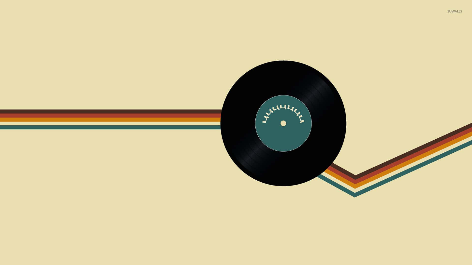 vinyl record, black, beige background, Full HD Desktop Wallpaper
