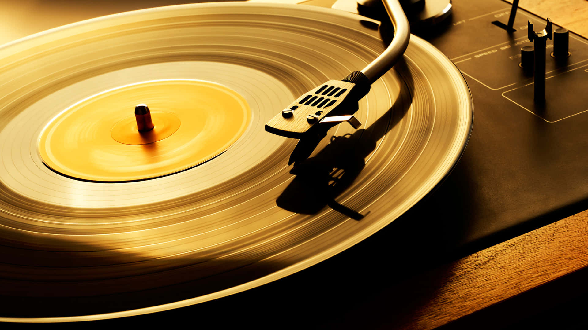 vinyl record, turntable, warm golden light, Full HD Desktop Wallpaper