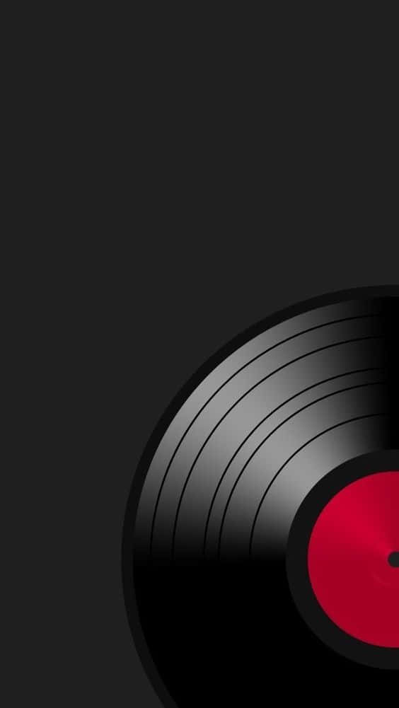 vinyl record, black background, bold red label, SD Phone Wallpaper