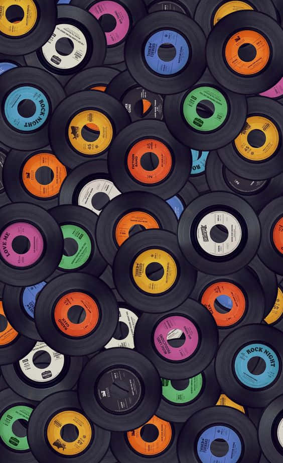 vinyl record, orange, pink, SD Phone Wallpaper