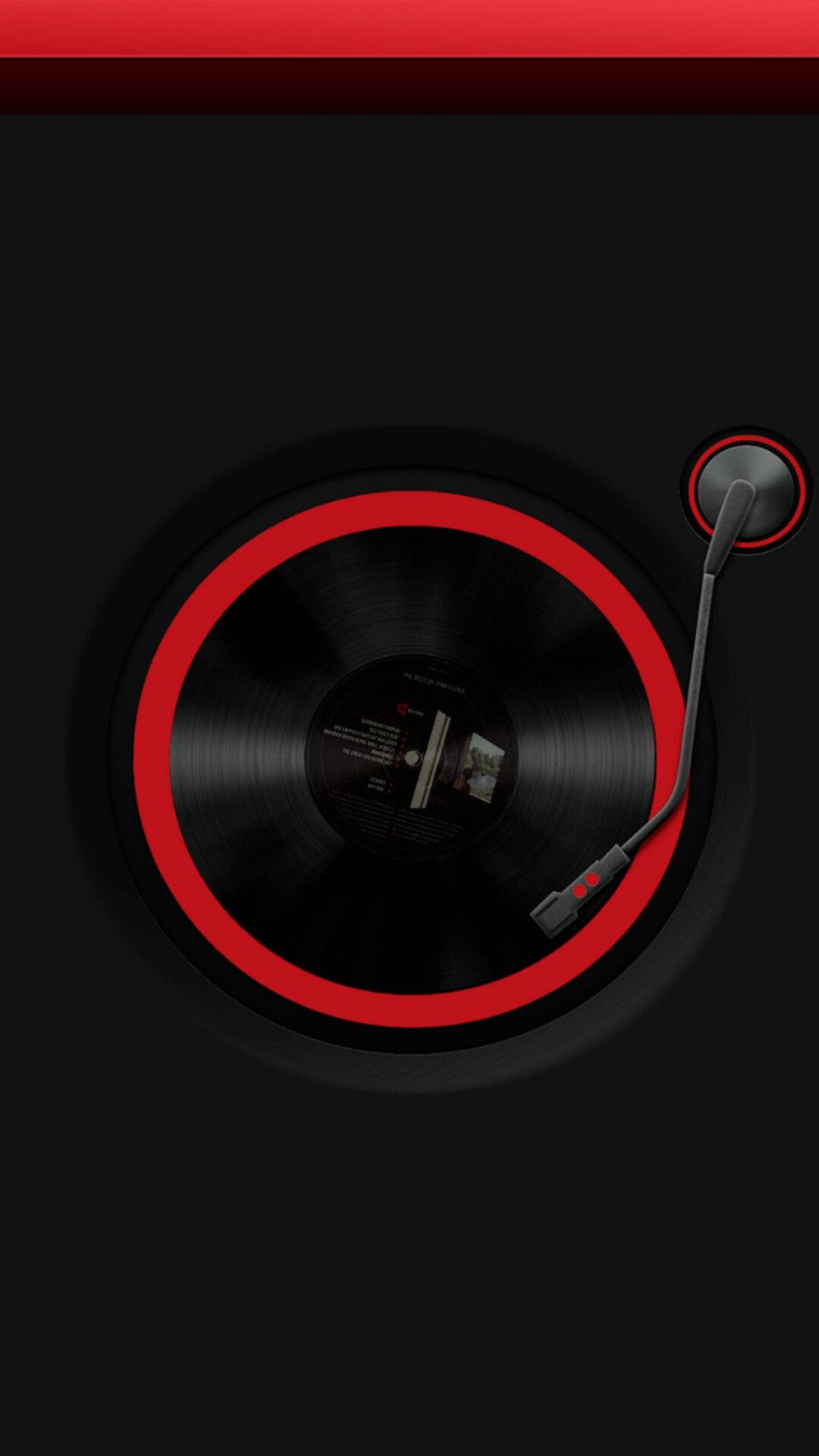 music phone vinyl, turntable, glowing red ring, Full HD Phone Wallpaper