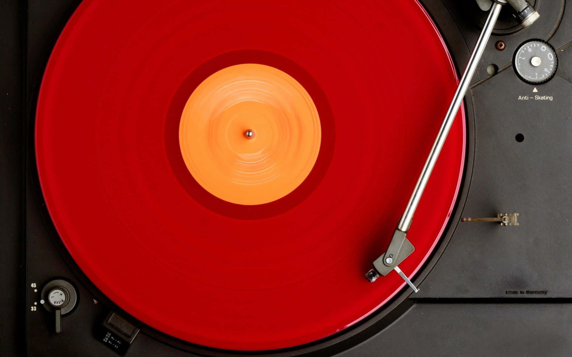 red vinyl record, black turntable, silver tonearm, Full HD Desktop Wallpaper