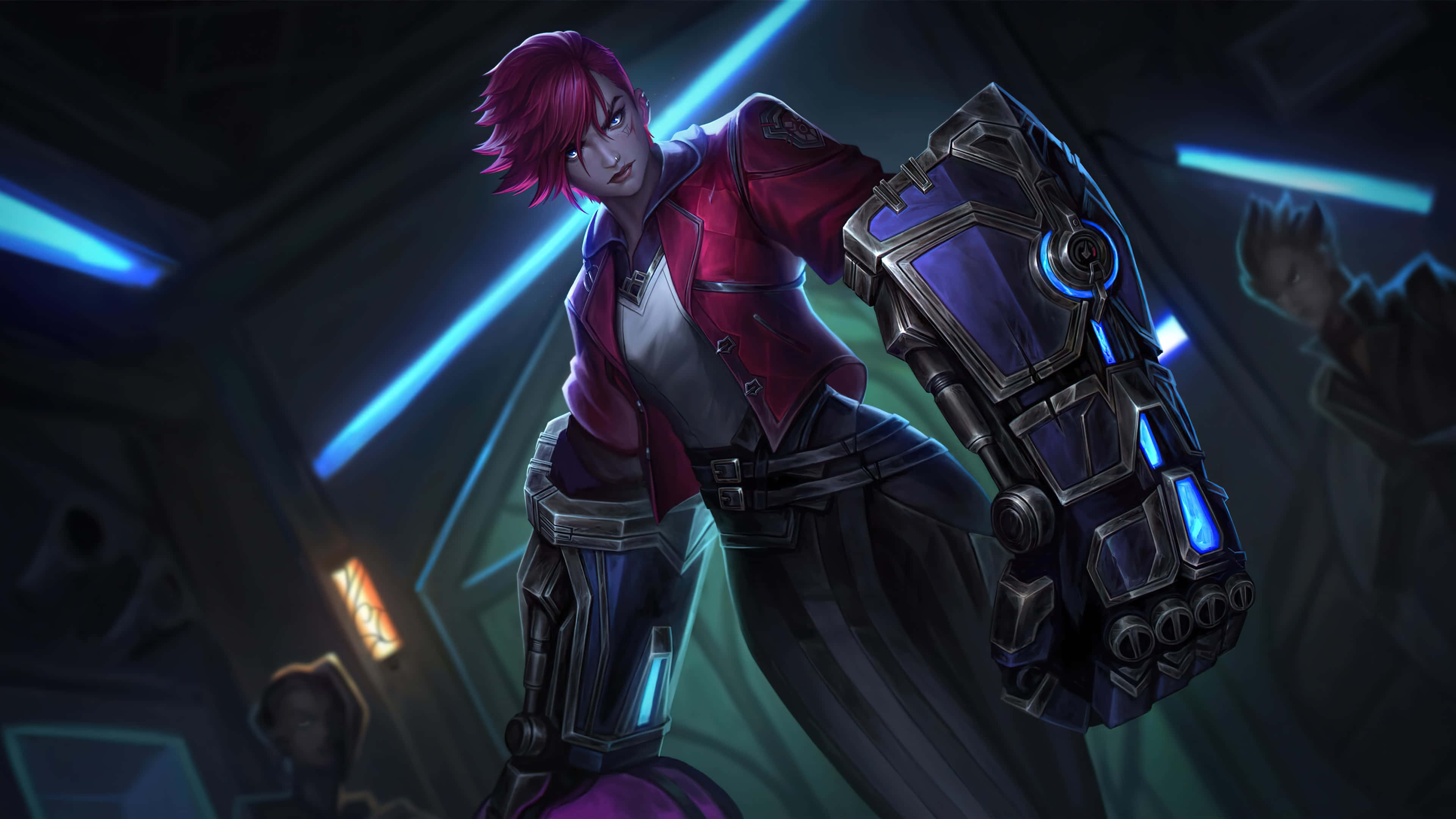Violet Arcane, red-haired anime character, red jacket, 4K Desktop Wallpaper