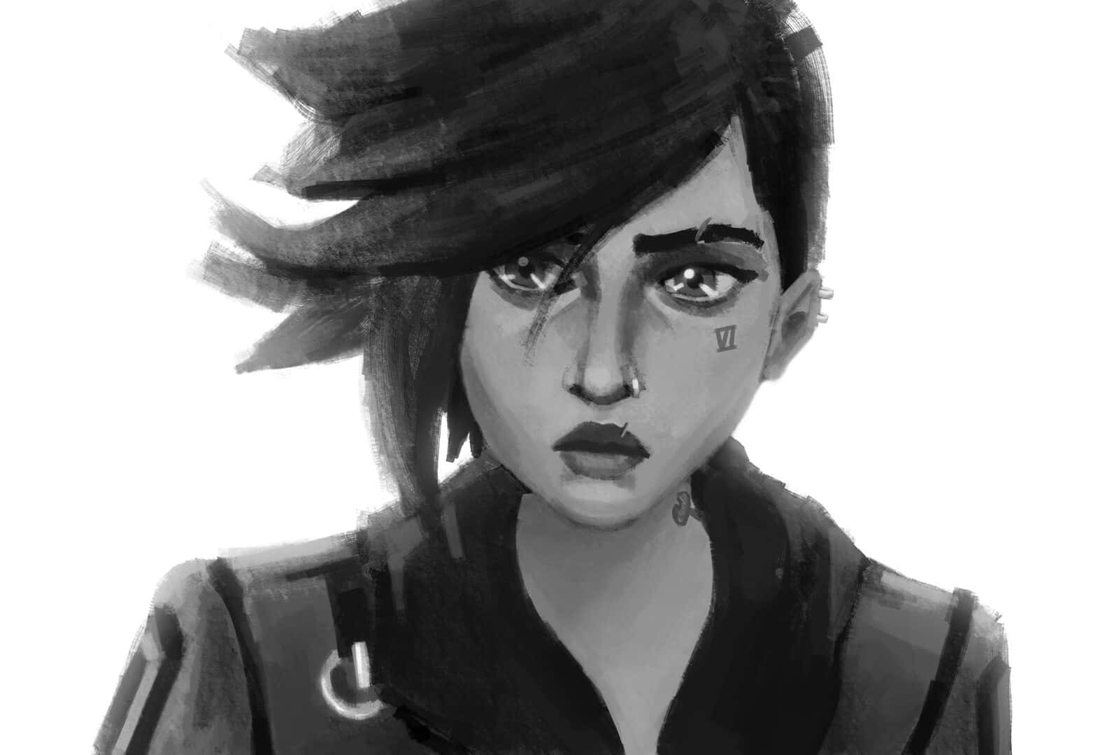 Violet Arcane, black hair, Roman numeral tattoos, HD Desktop Wallpaper