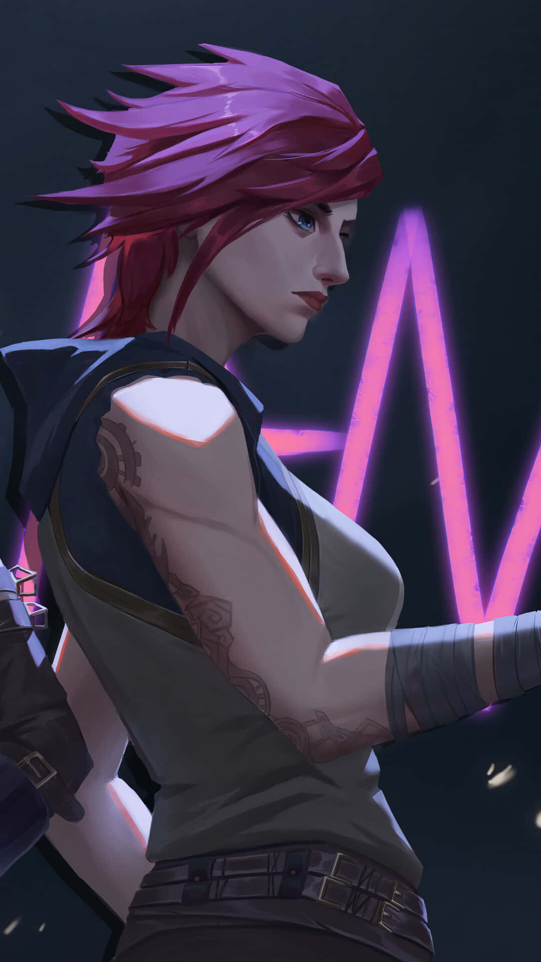Violet Arcane, neon pink, geometric shapes, Full HD Phone Wallpaper